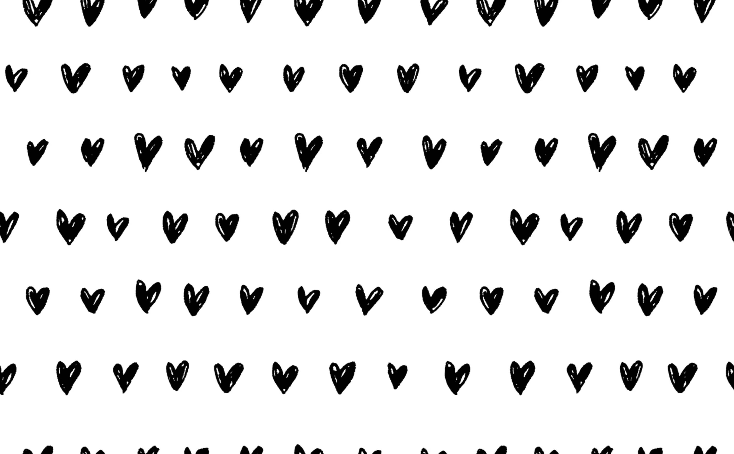 Kærlighed Sort og Hvid Hjerte Pen Doodles Wallpapers
