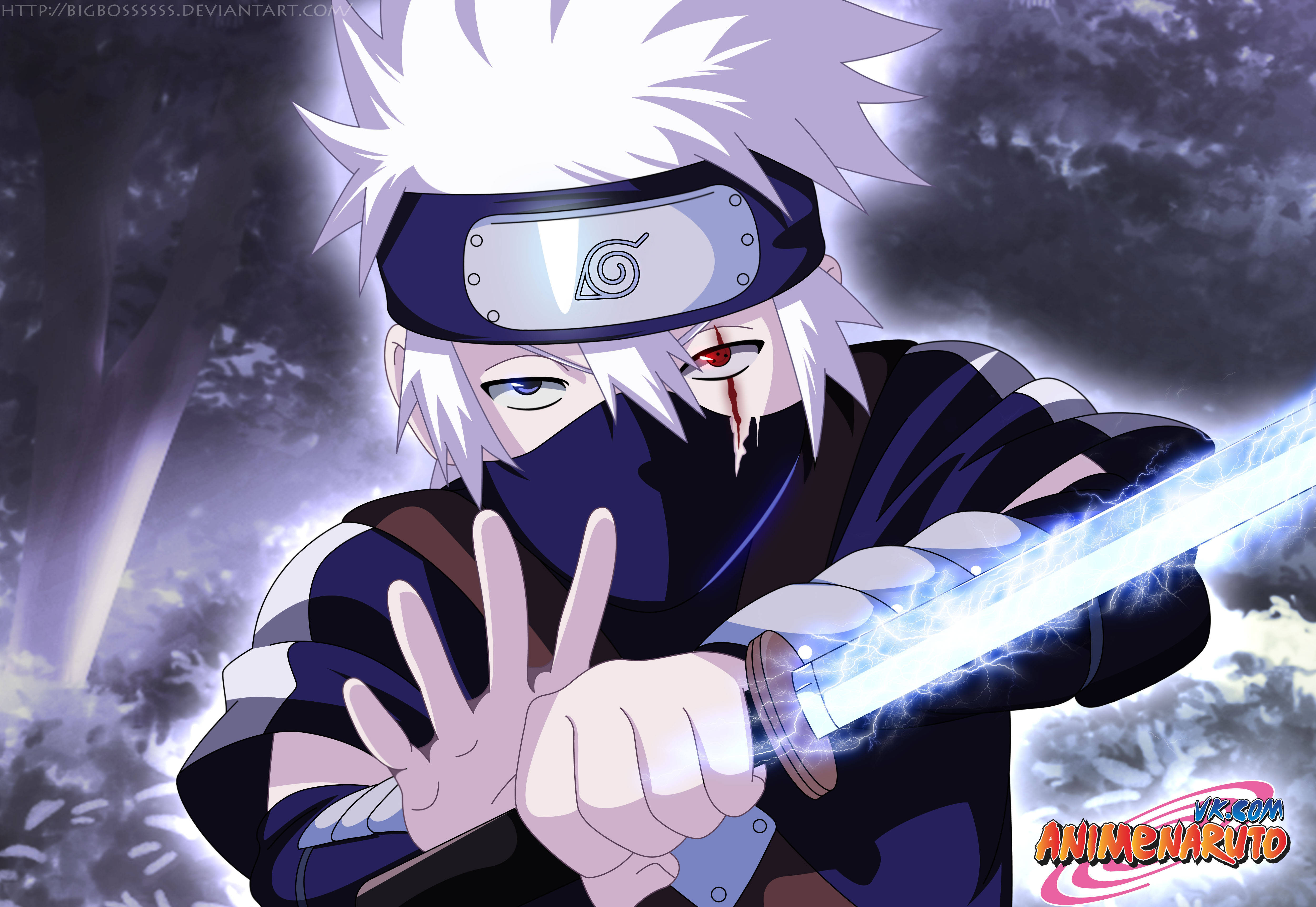 Kakashi 4K Hvidt Lys Chakra Sværd Wallpapers