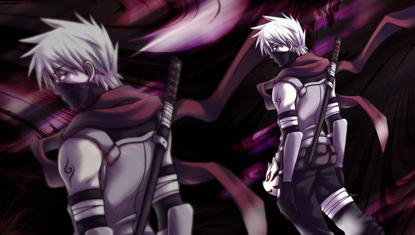 Kakashi sensei fra Bladbyen med maske og sværd, fanart. — Naruto Wallpapers