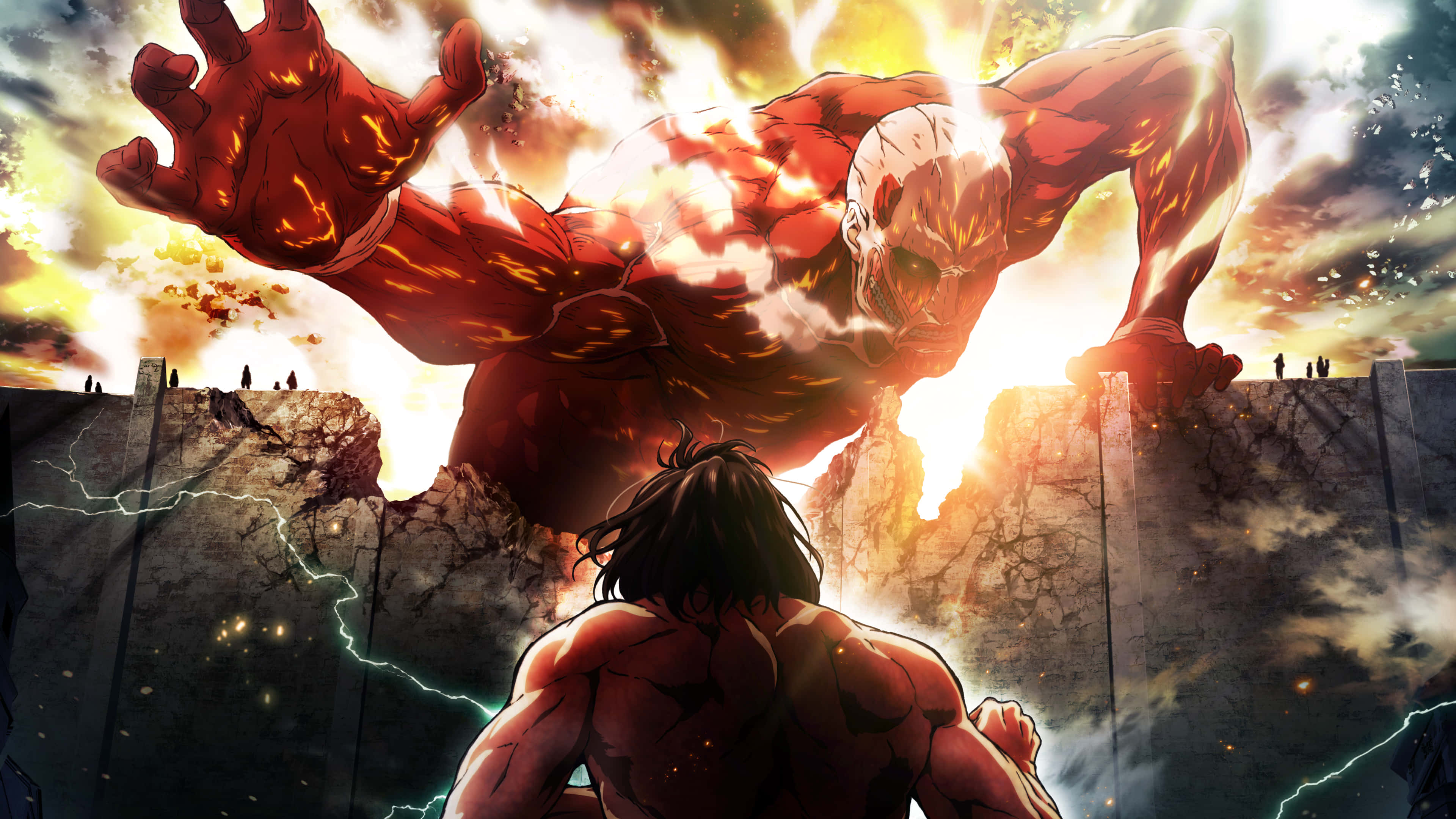 Kampen for at redde menneskeheden i den gribende animeserie Attack on Titan Wallpapers