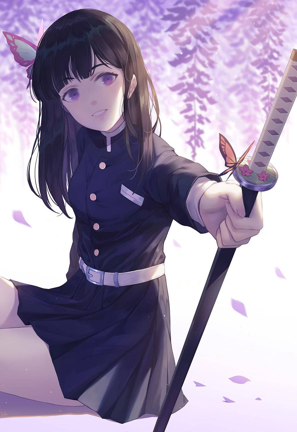 Kanao Tsuyuri med kort hår nede Wallpapers