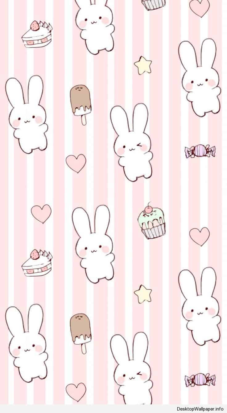 Kanin slik collage på kawaii lyserød baggrund Wallpapers