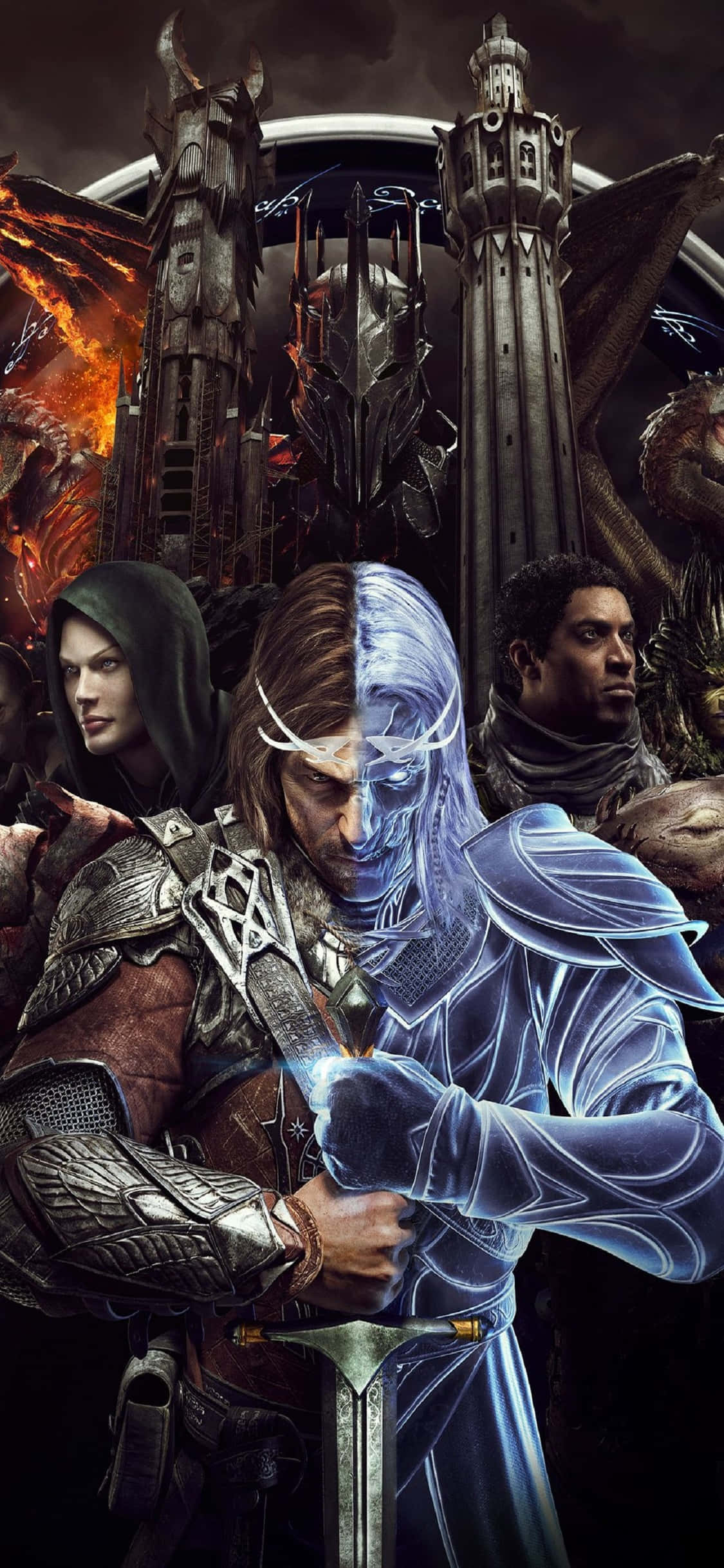 Karakterer i iPhone X Shadow Of Mordor Baggrund Wallpapers