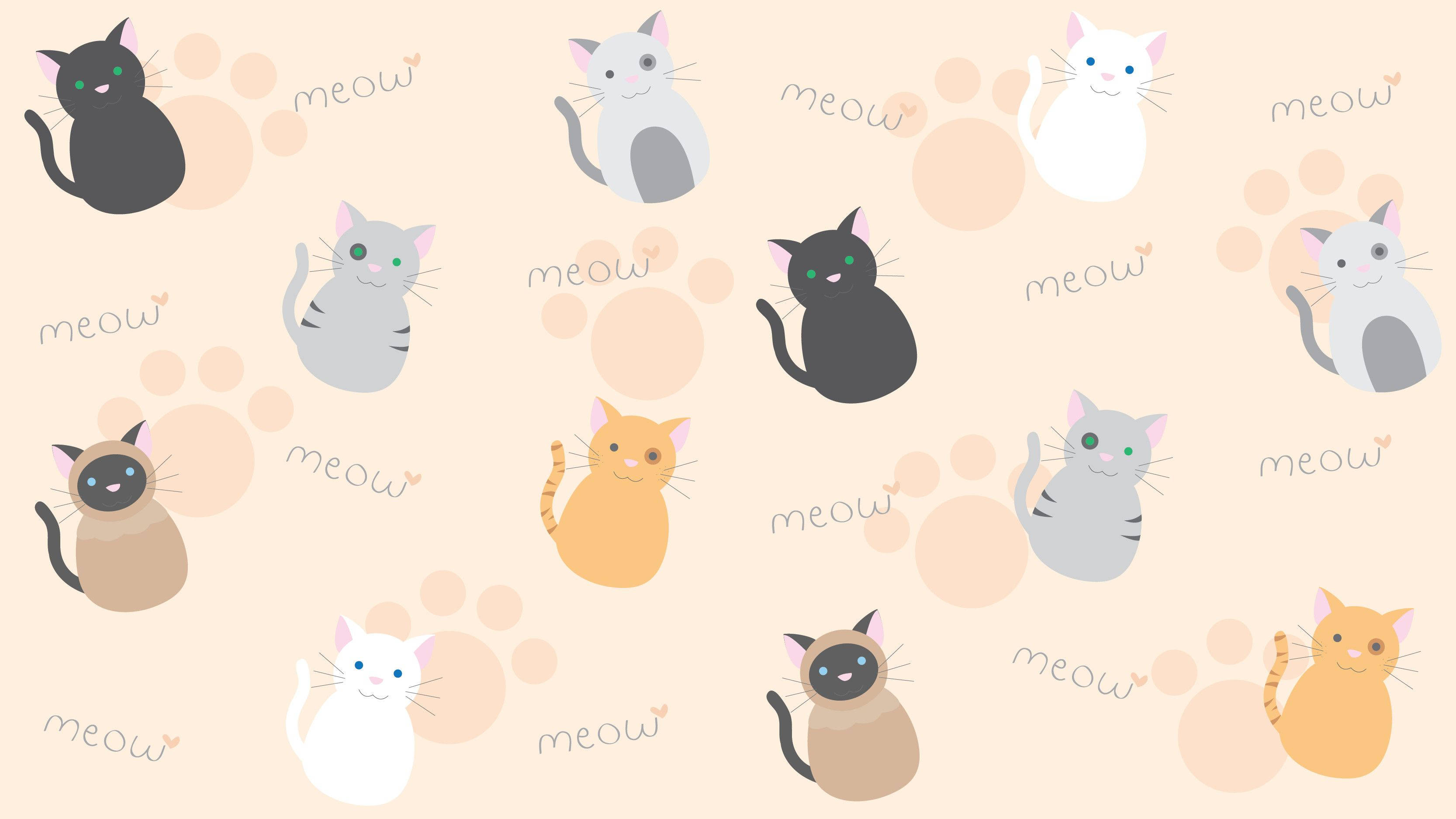 Kat og mjav-print på kawaii iPad Wallpapers