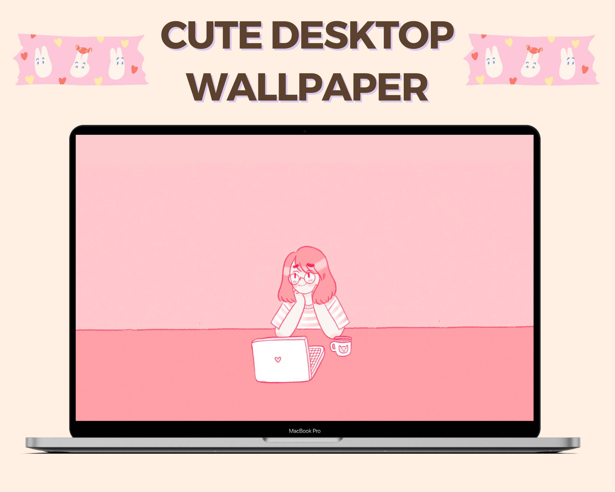 Kawaii æstetisk computer skrivebord Wallpapers