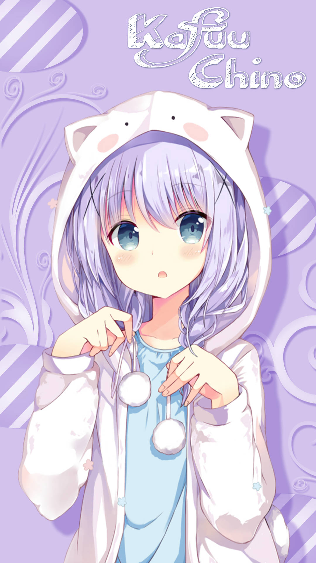 Kawaii Anime Kafuu Chino i Kanin Hoodie Wallpapers