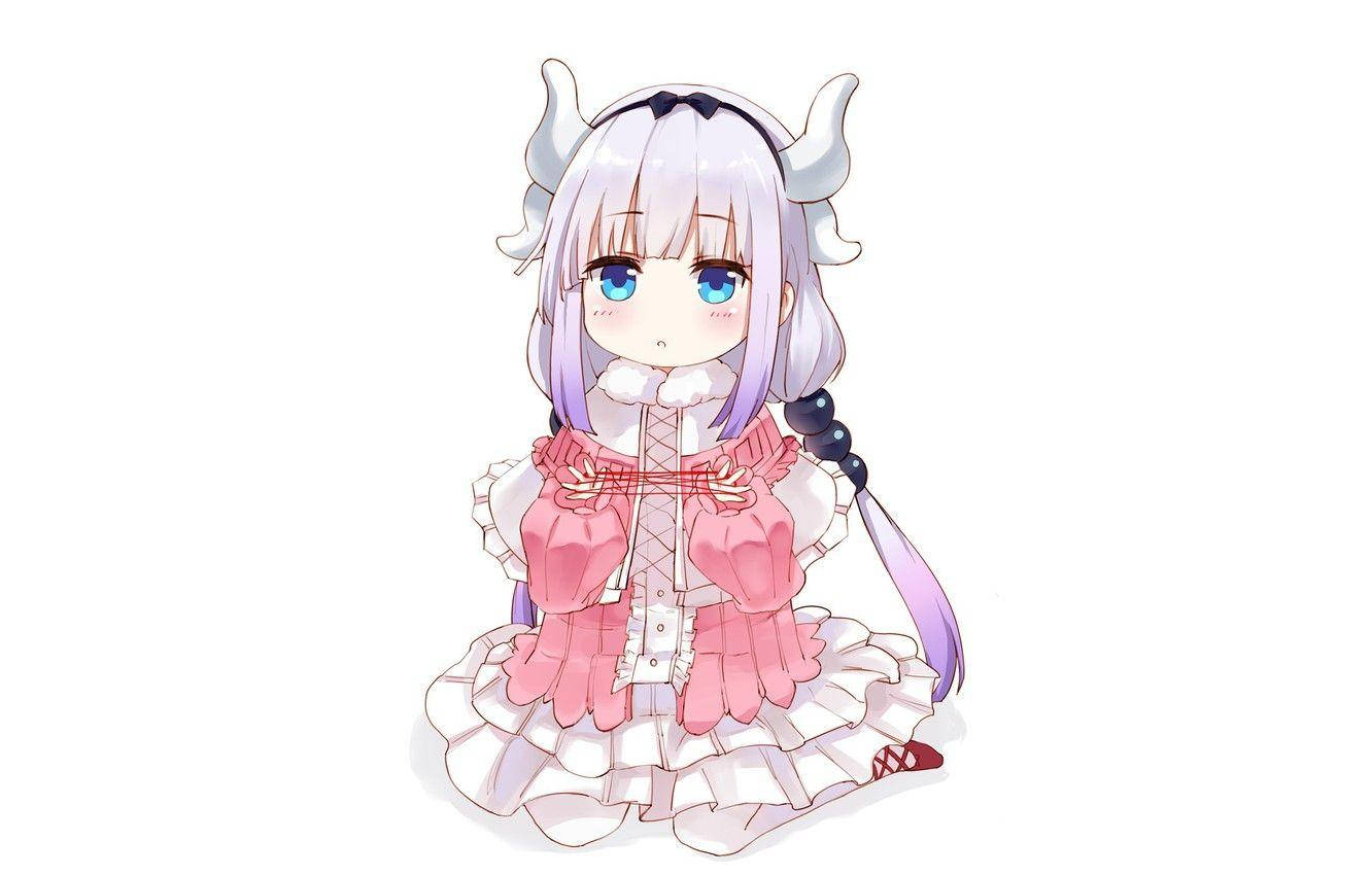 Kawaii Anime Kanna Kobayashi Knælende Wallpapers
