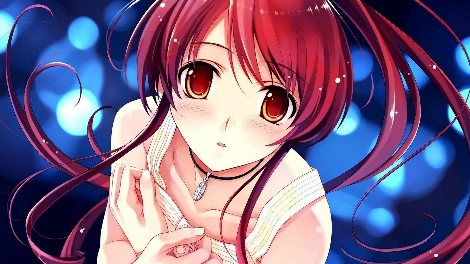 Kawaii Anime-pige med rødt hår Wallpapers