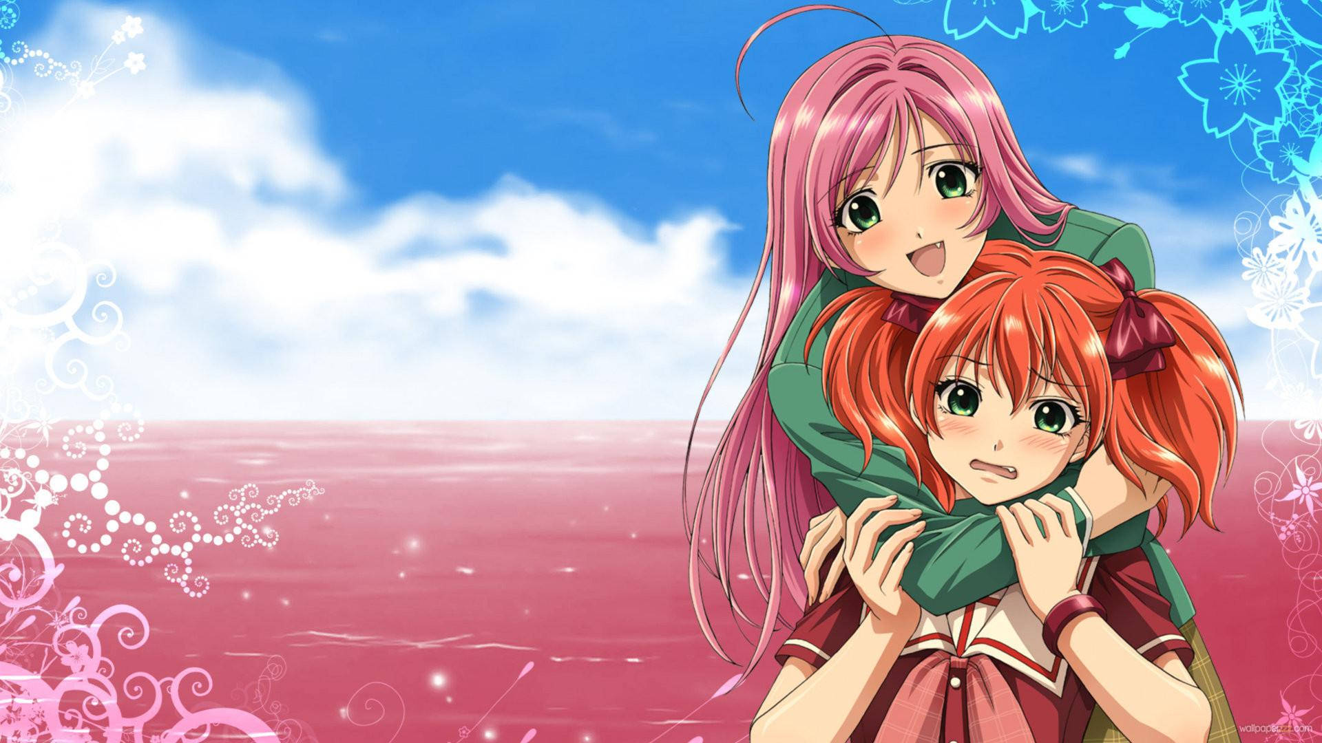 Kawaii Anime Rosario + Vampire Moka Og Kokoa Wallpapers