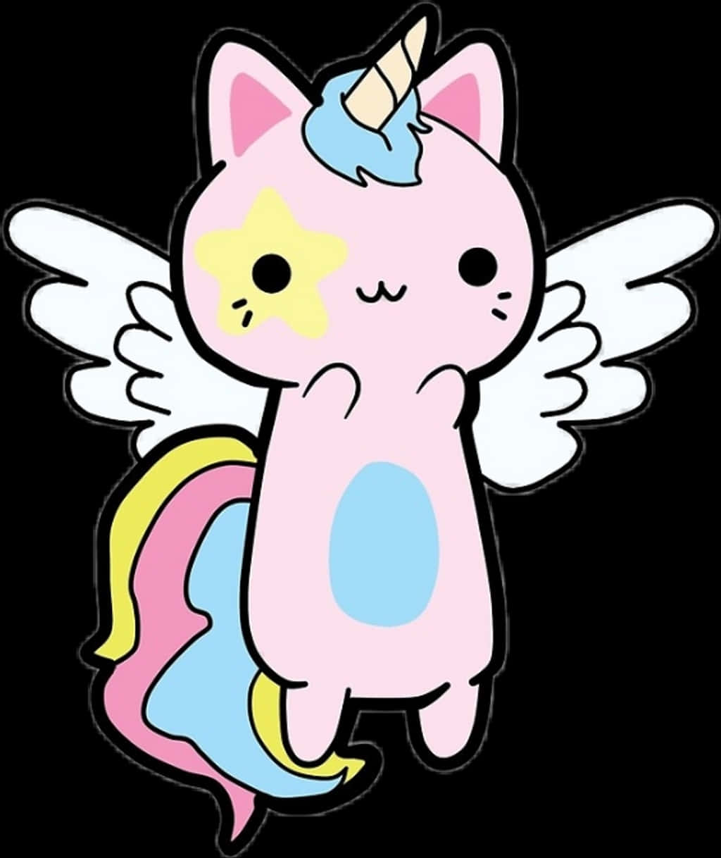 Kawaii Enhjørning Kat med Vinger Wallpapers