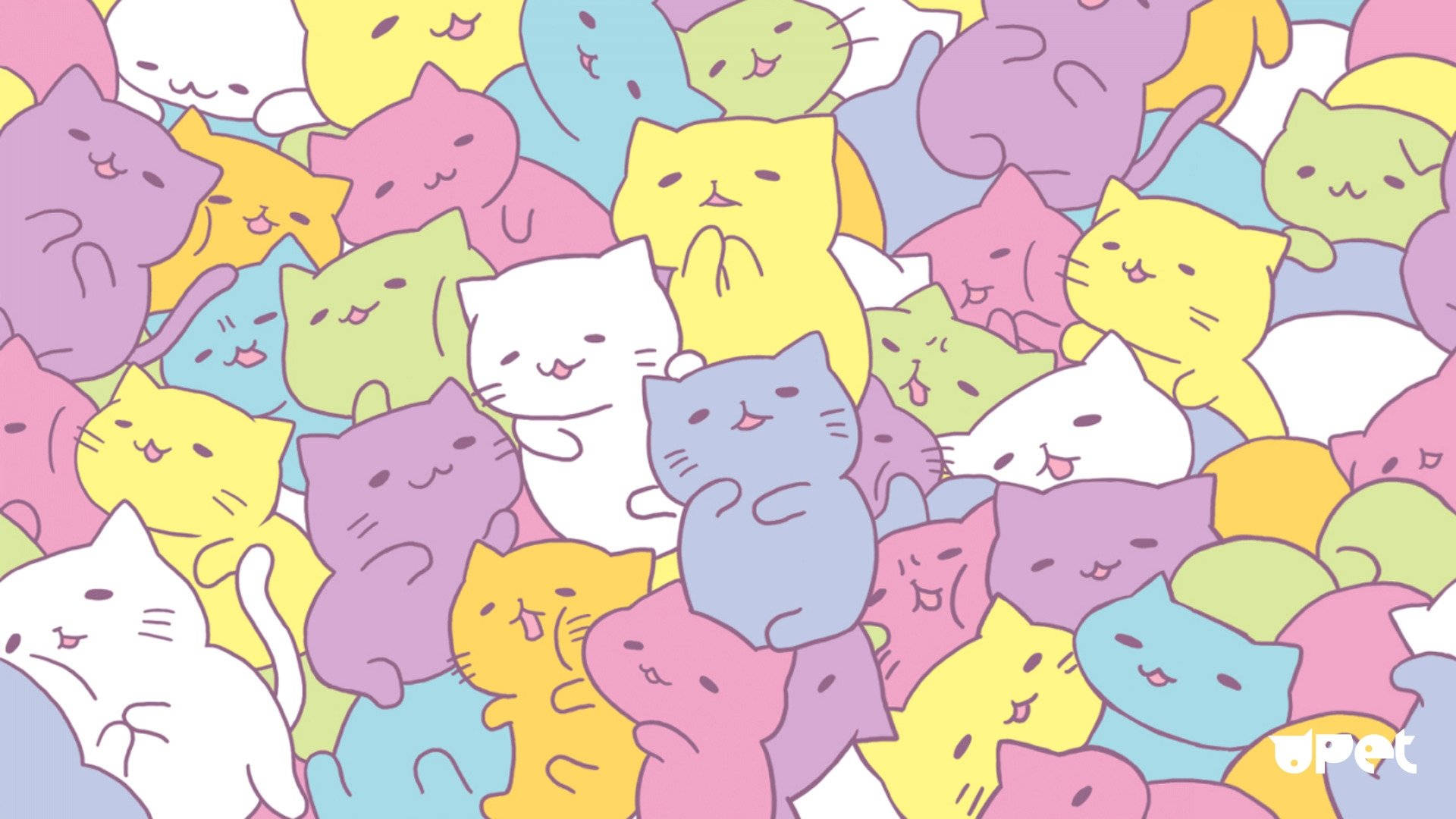Kawaii HD Farverige Katte Wallpapers