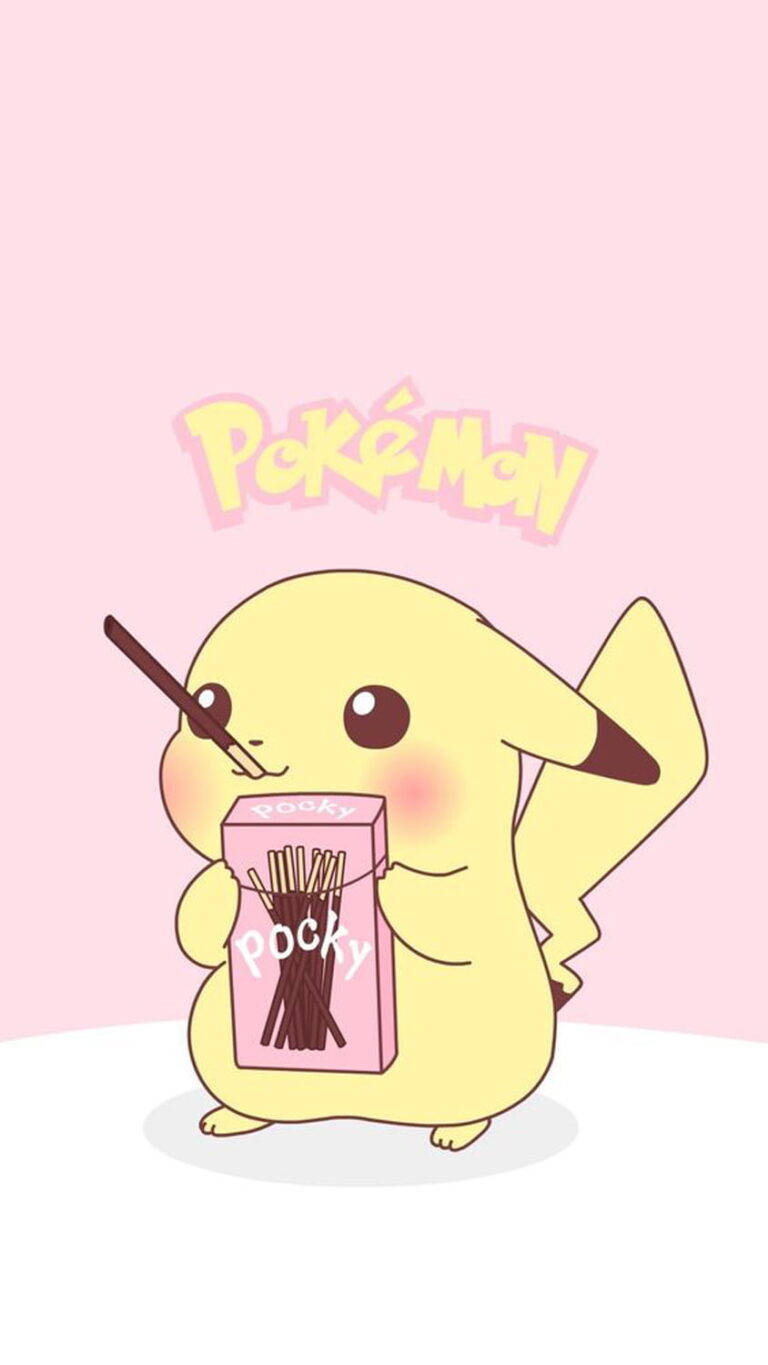 Kawaii HD Pikachu spiser Pocky Wallpapers