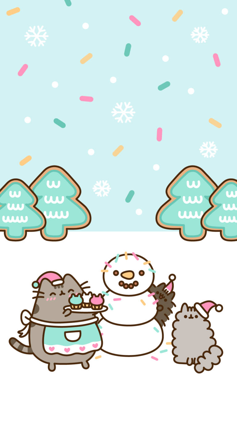 Kawaii HD Pusheen fejrer jul Wallpapers