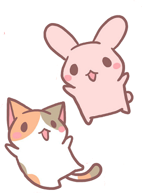 Kawaii kat og kaninvenner.PNG Wallpapers