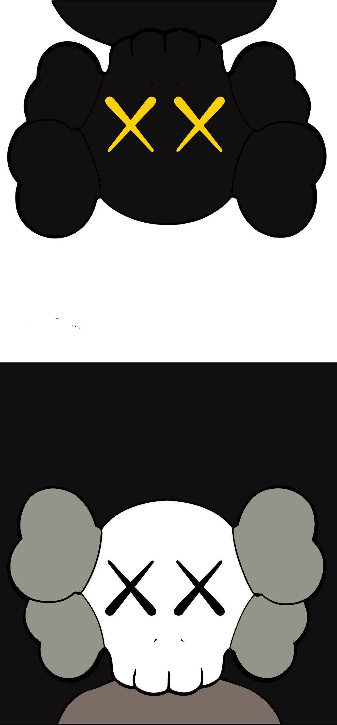 KAWS Sort Og Grå Companions Wallpapers