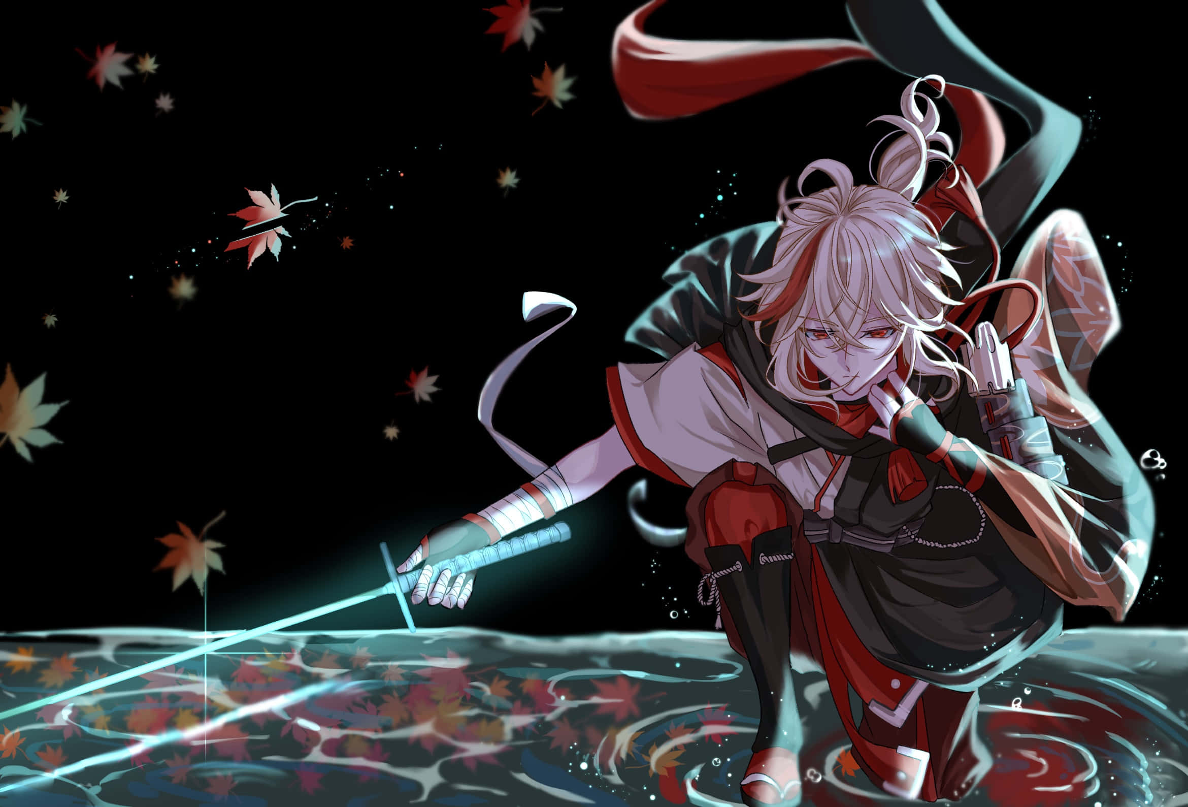 Kazuha fanart maleri lyseblåt sværd Wallpapers