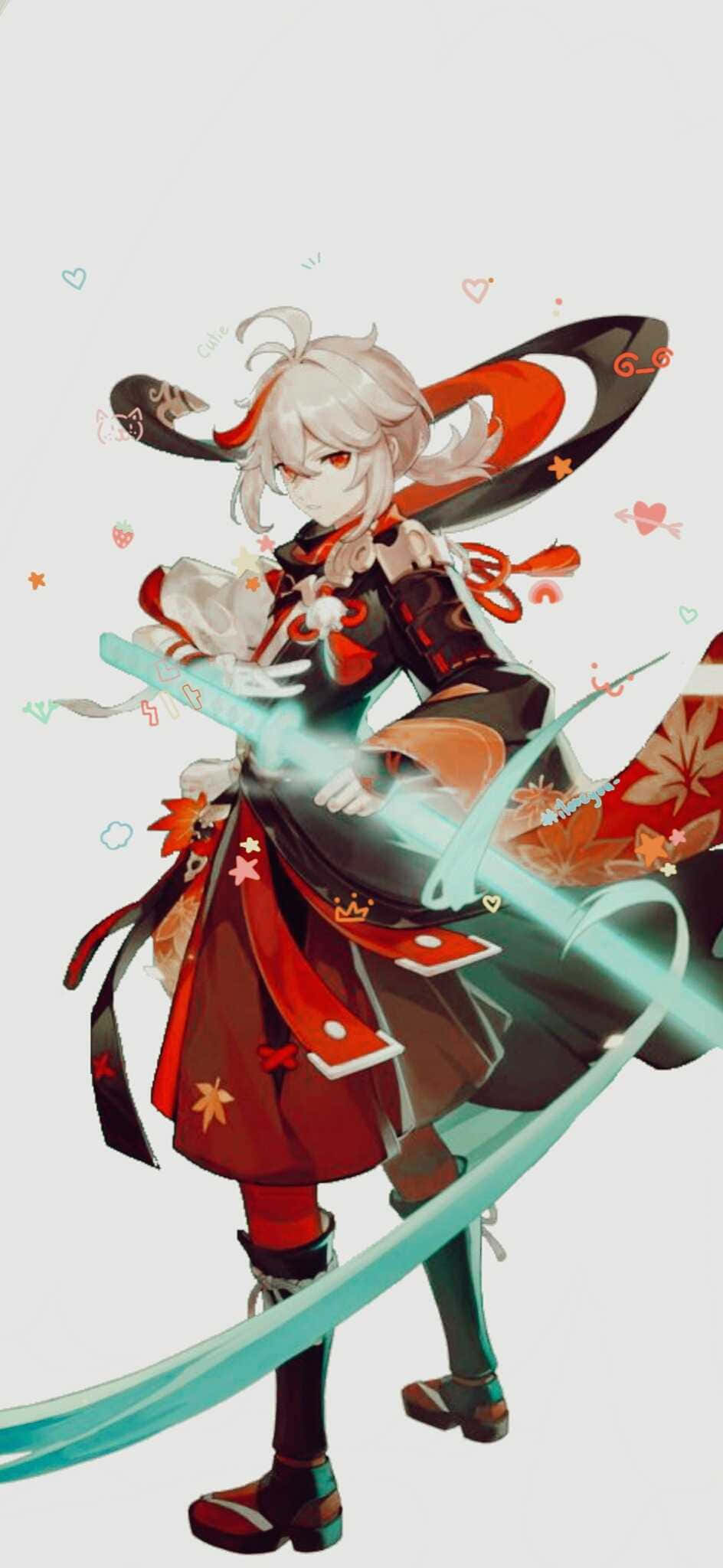 Kazuha Lysende Lysegrønt Sværd Wallpapers