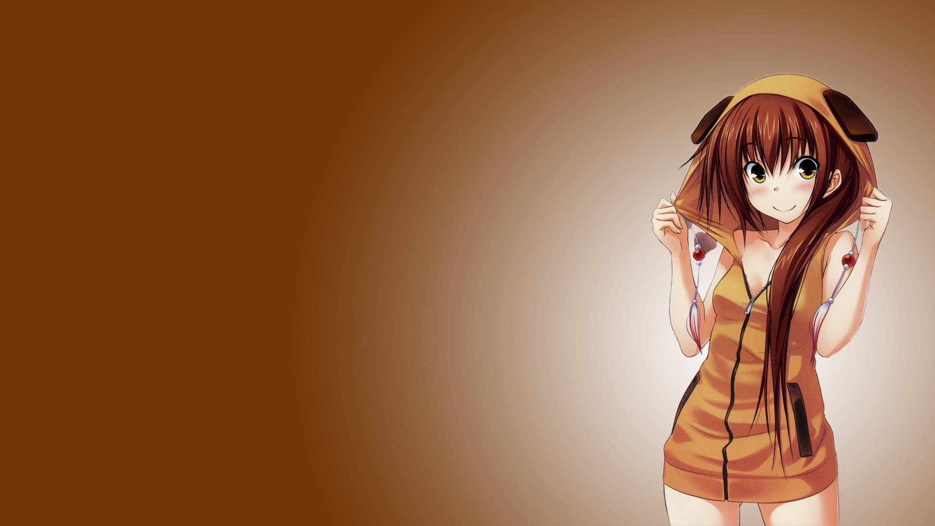 Kazuko Kawakami Anime-pige med hættetrøje Wallpapers
