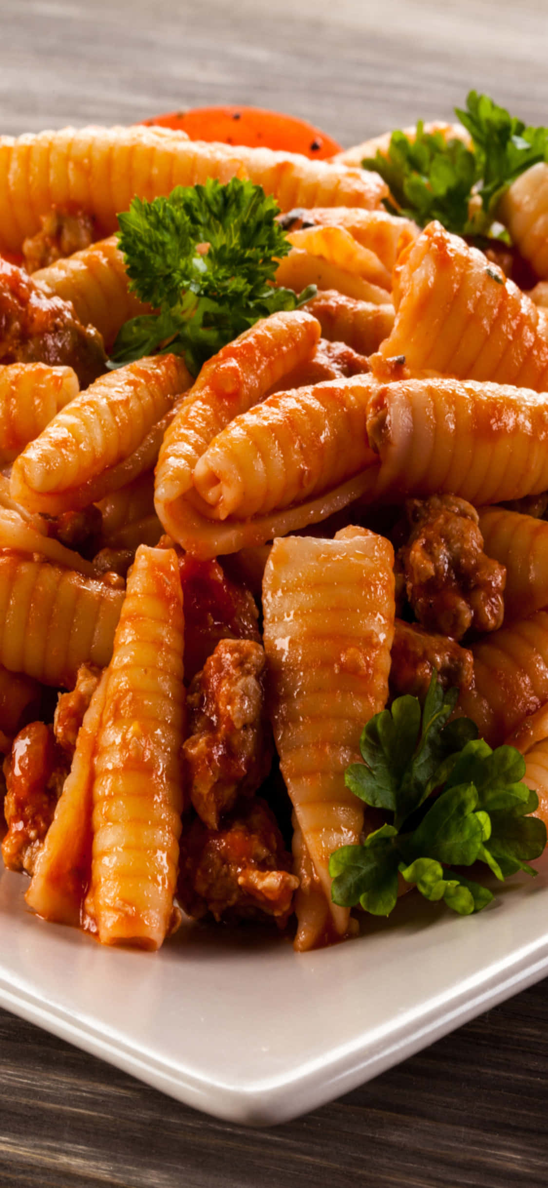 Kegleformet Ribbet Pasta iPhone X Pasta Baggrund Wallpapers
