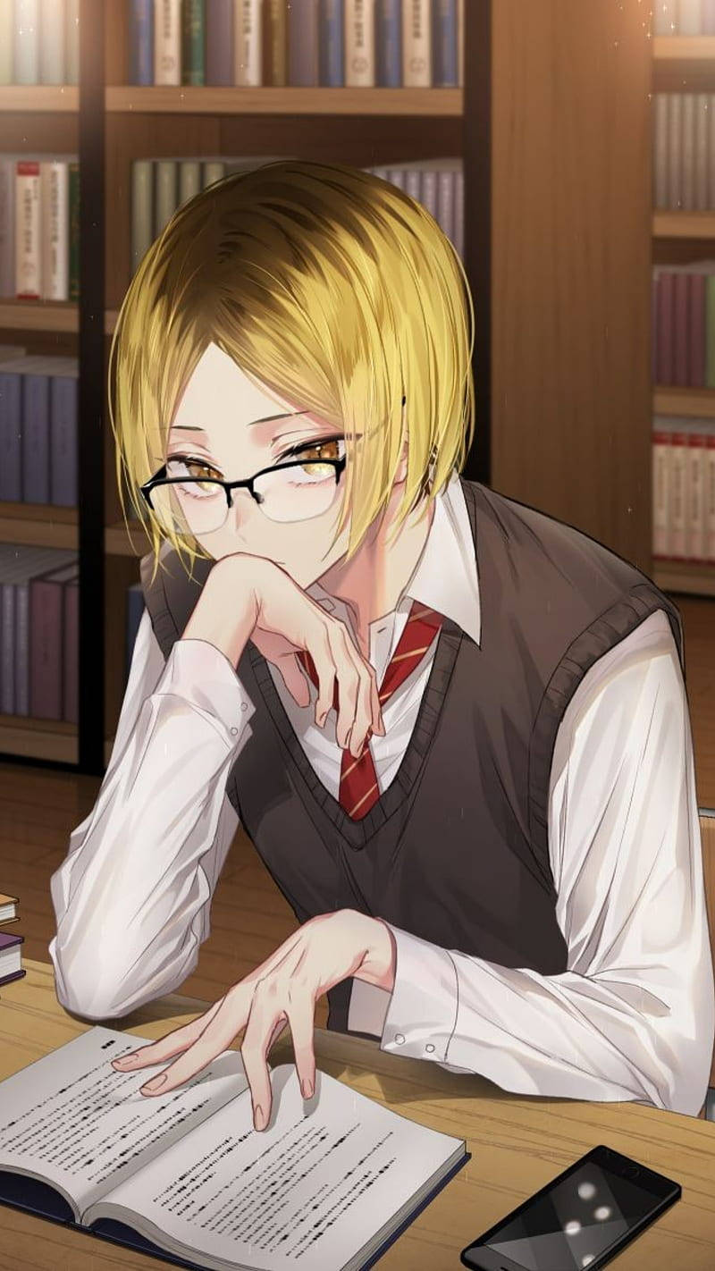 Kenma studerer på biblioteket Wallpapers