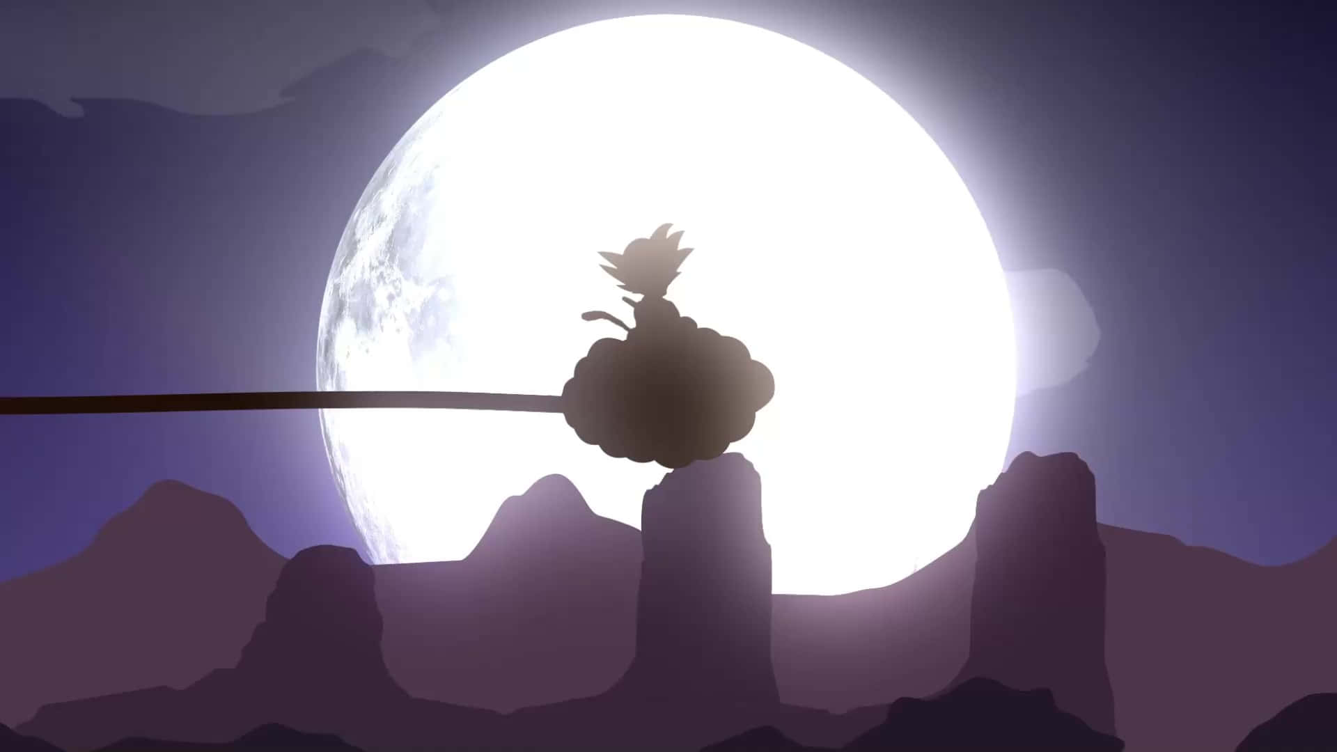 Kid Goku på sky ved månen silhuet Wallpapers