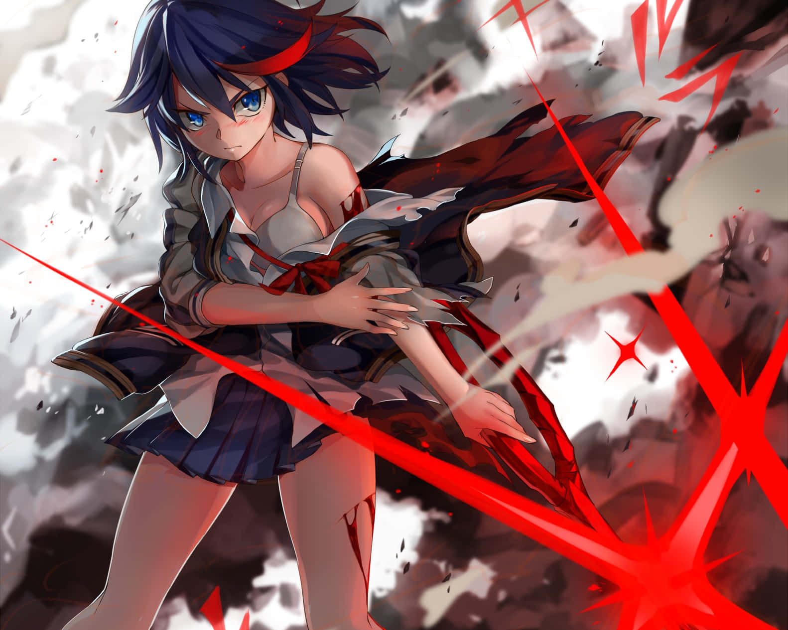 Kill La Kill Ryuko med glødende rødt sværd Wallpapers
