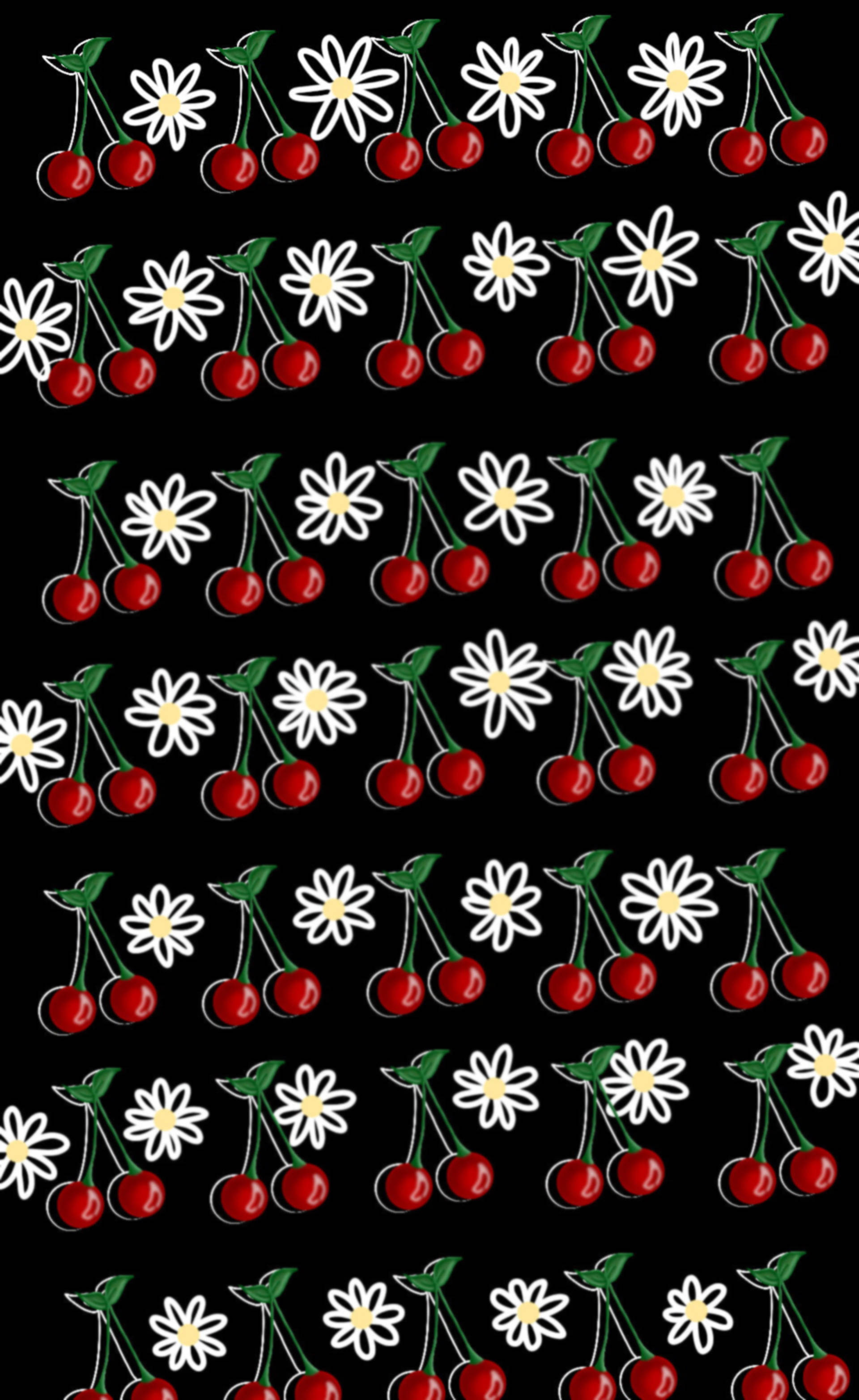 Kirsebær og tusindfryd æstetisk mønster Wallpapers