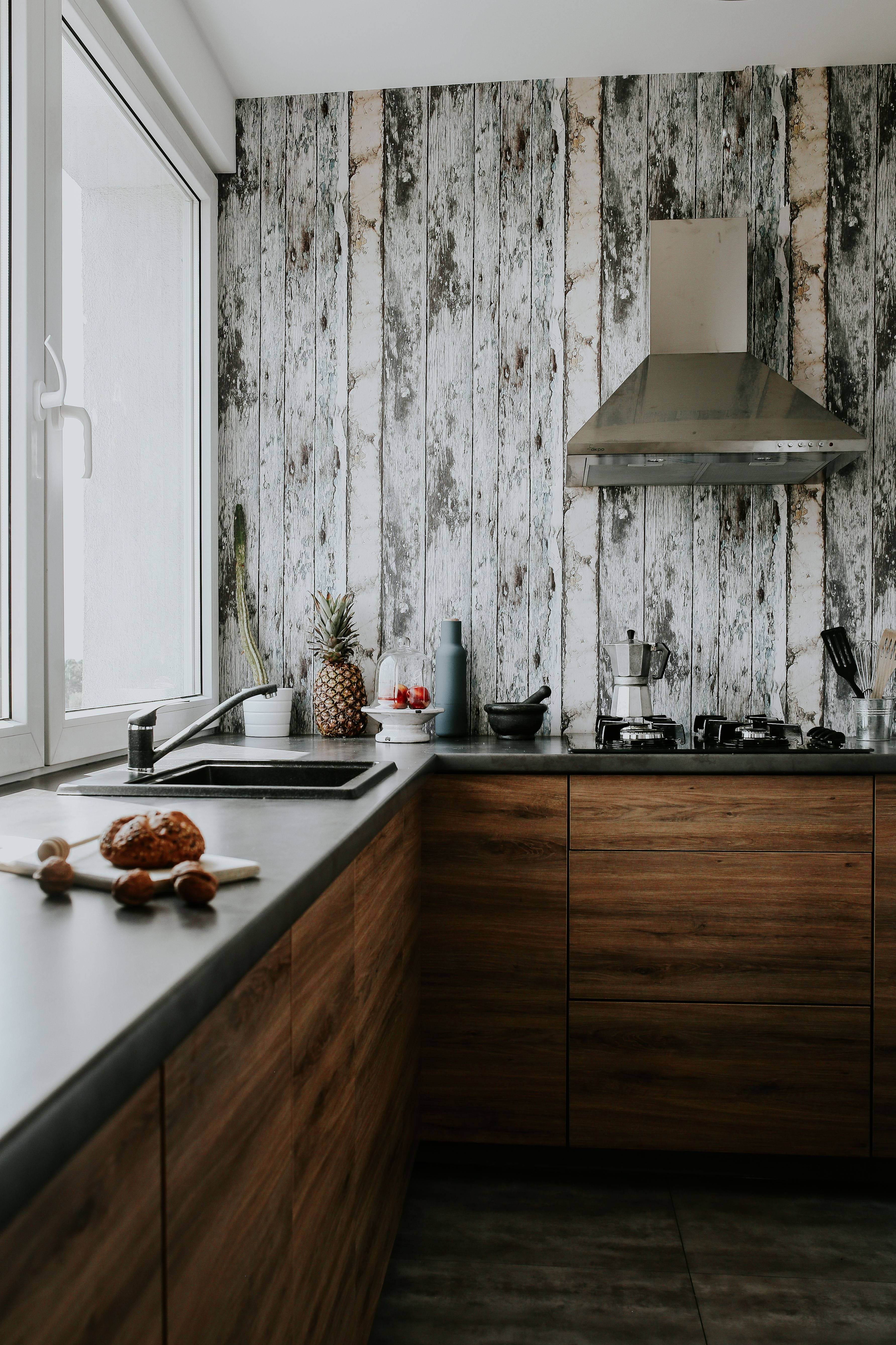 Køkkendesign med trævægge Wallpapers