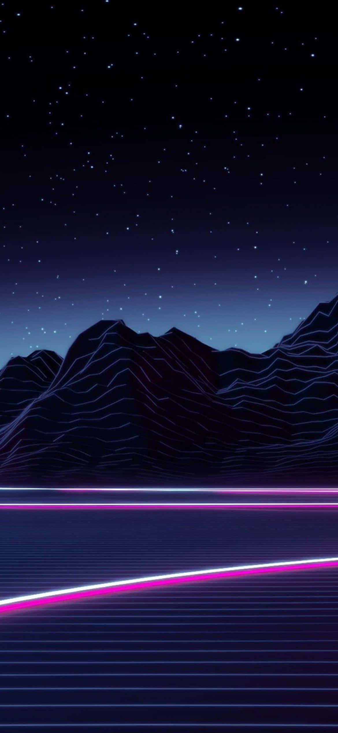 Klar orange og lyserød aftenhimmel over et landligt landskab Wallpapers