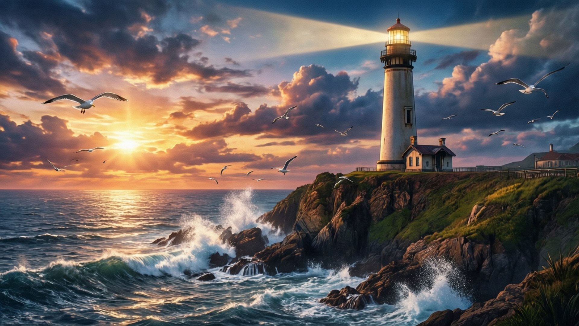 Klippelandsfyrtårn ved solnedgang Wallpapers