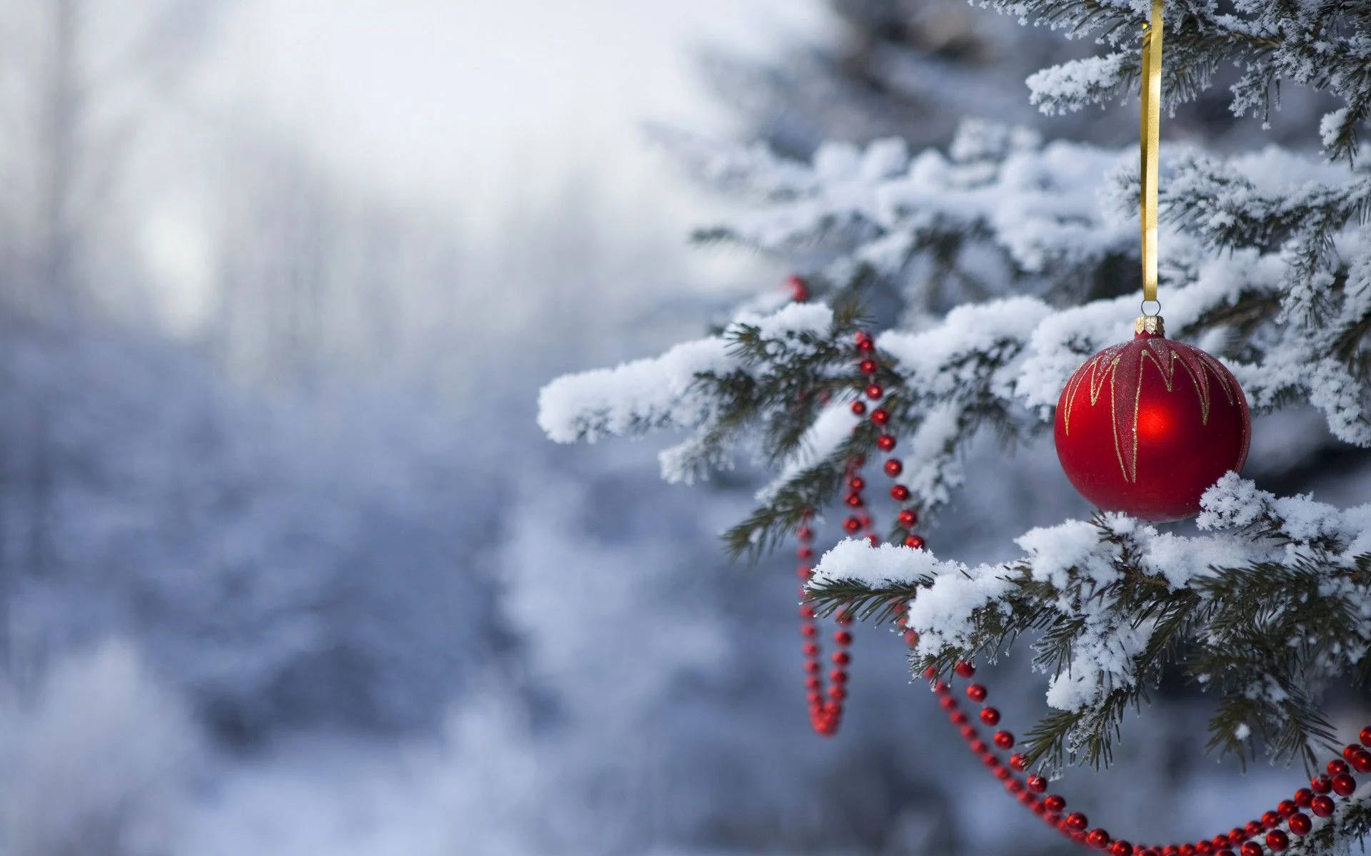 Køligt udendørs julebillede til skrivebordet Wallpapers