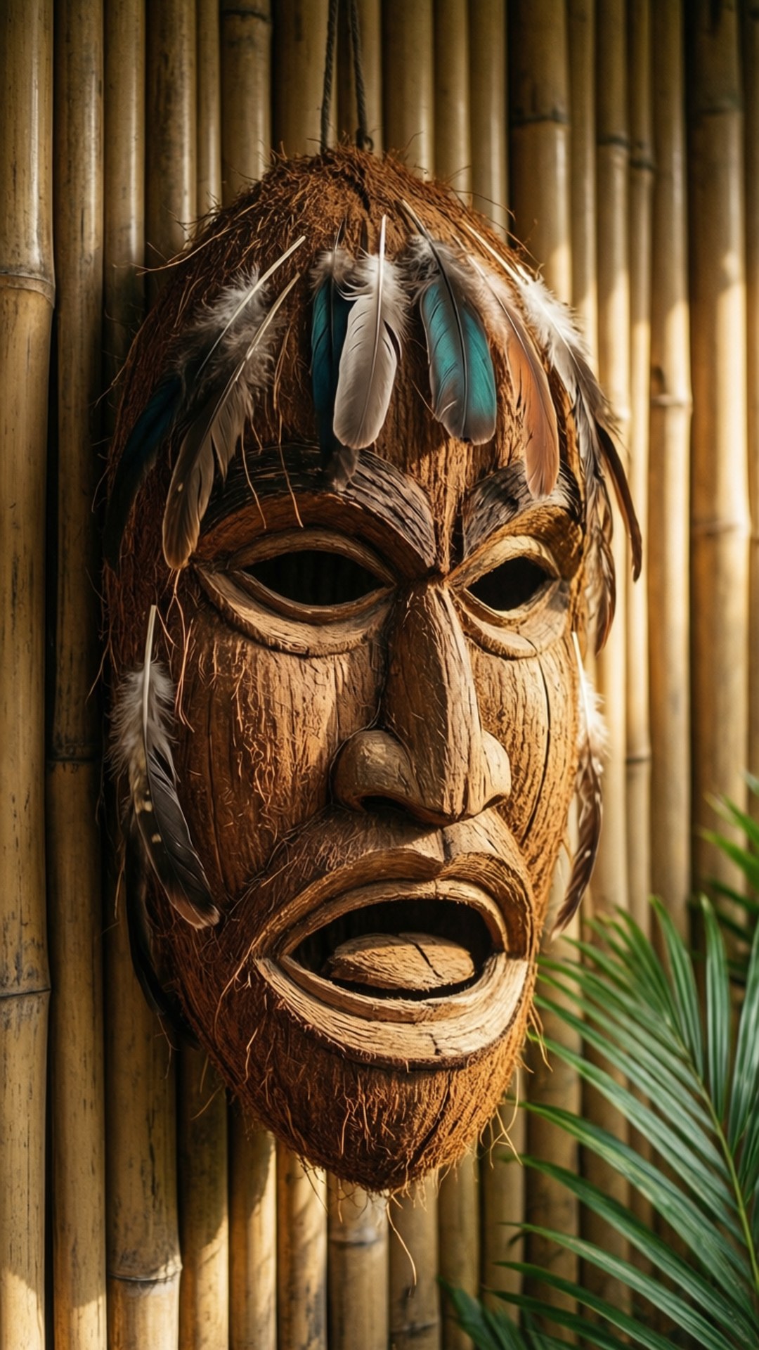 Kokosnød Tiki Maske Væg Wallpapers