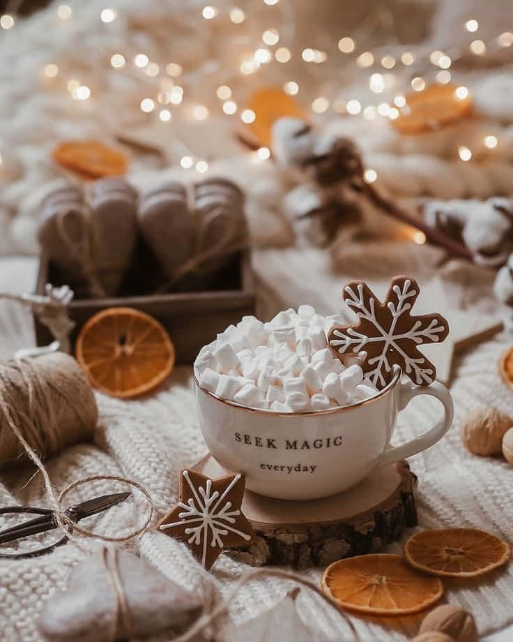 Kom i julestemning med denne vinterlige juleæstetiske scene! Wallpapers