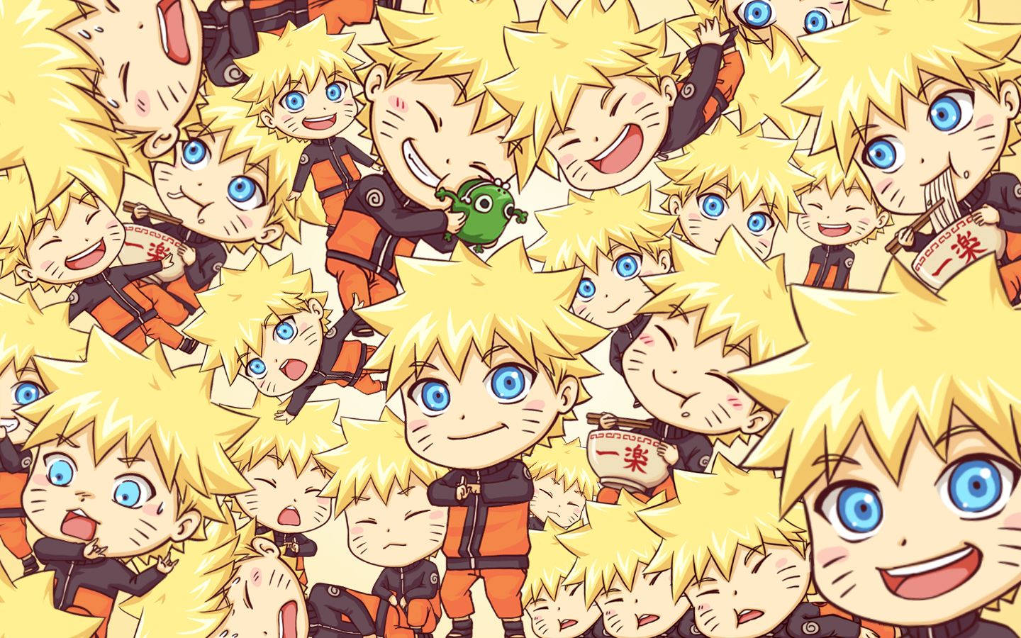 Naruto og skyggekloner i sød chibi-version tapet. — Naruto Wallpapers