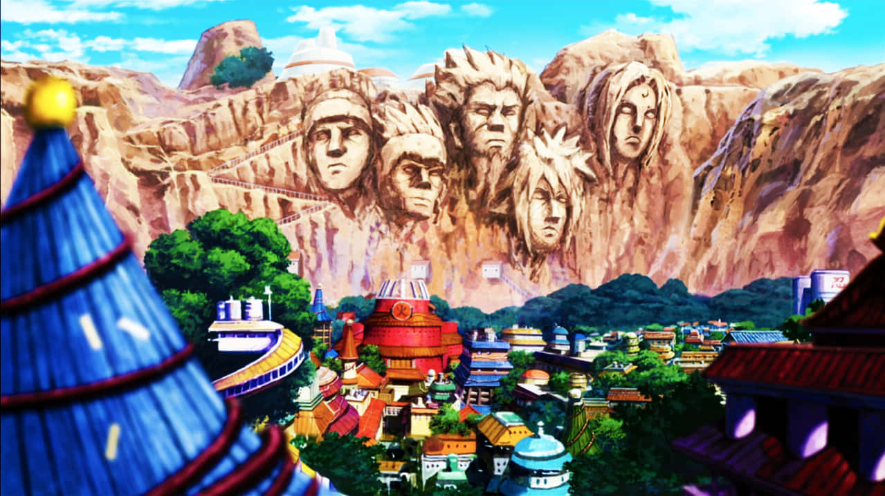 Konohagakure - De Fem Hokages Ansigter i Skjulte Blads By Wallpapers