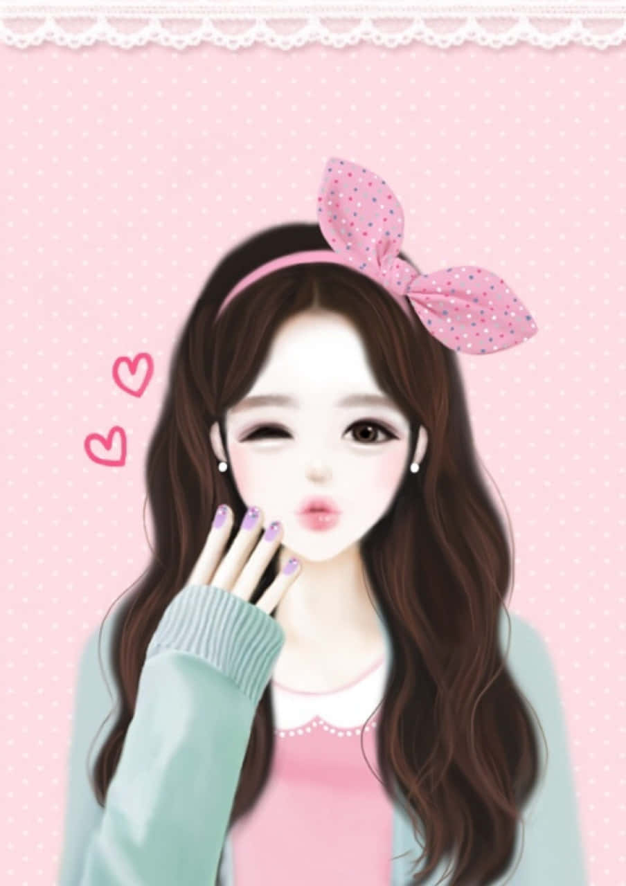 Koreansk animepige i grøn cardigan Wallpapers