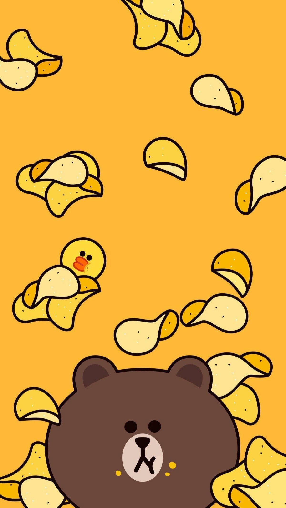 Koreansk bjørn spiser chips Wallpapers