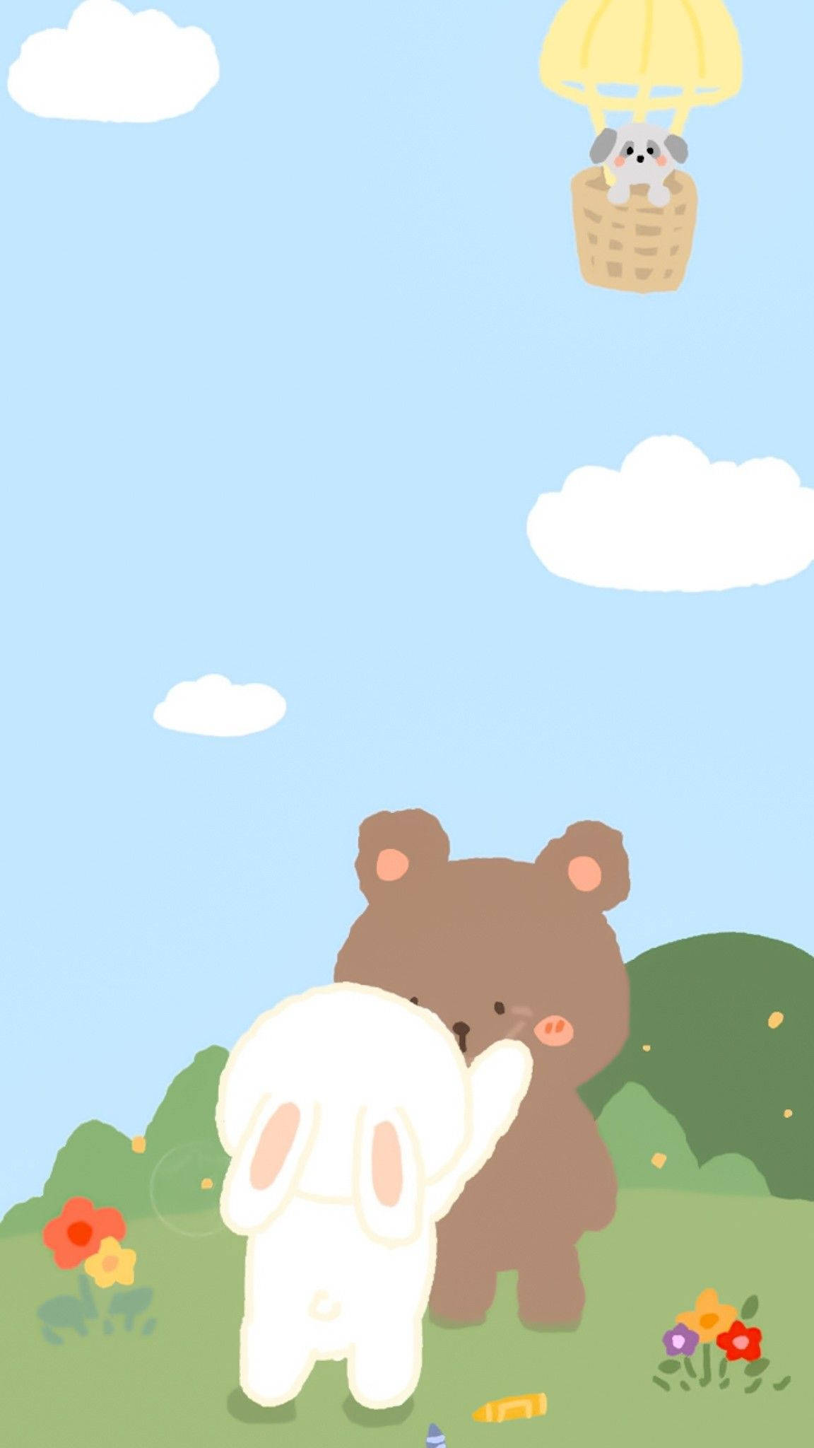 Koreansk bjørn og hvid kanin Wallpapers