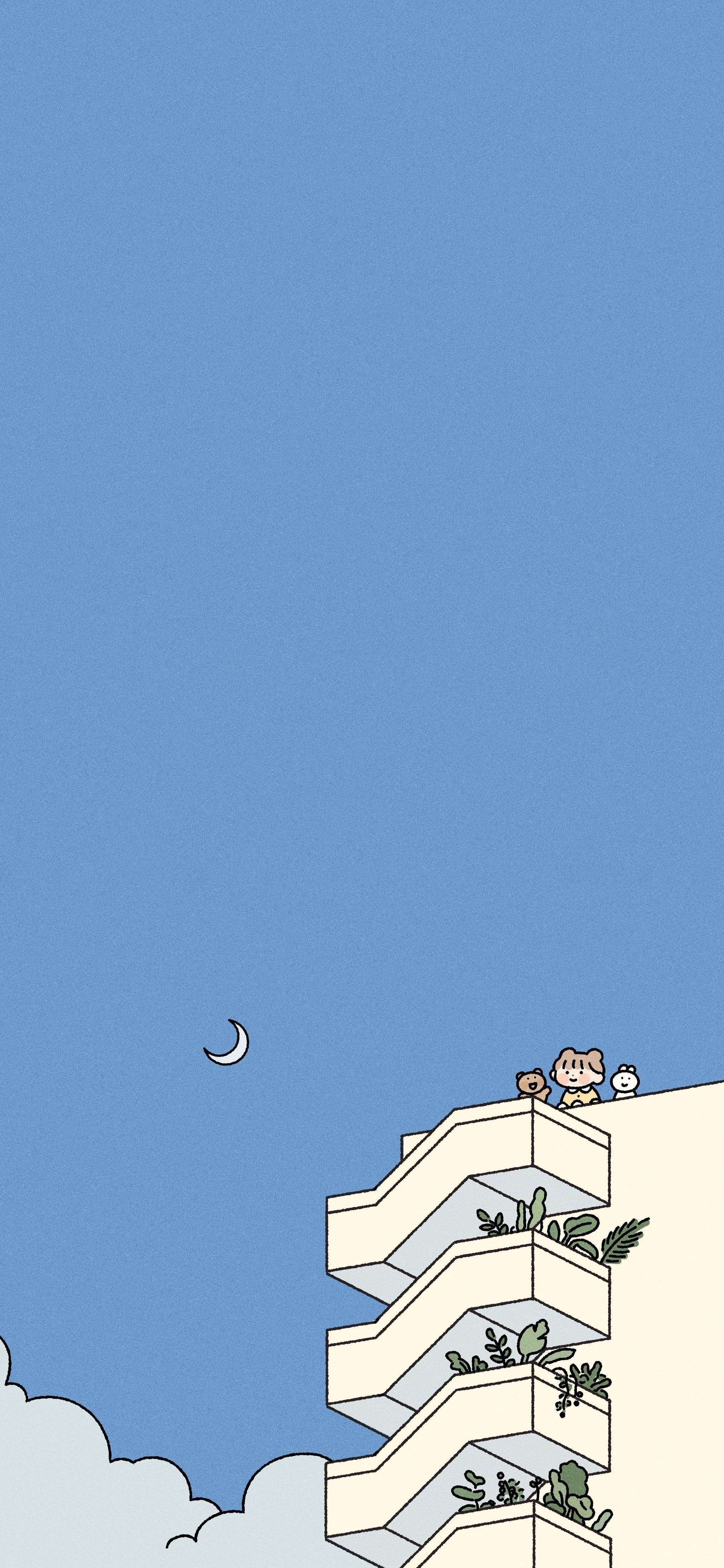 Koreansk æstetisk blå himmel Wallpapers