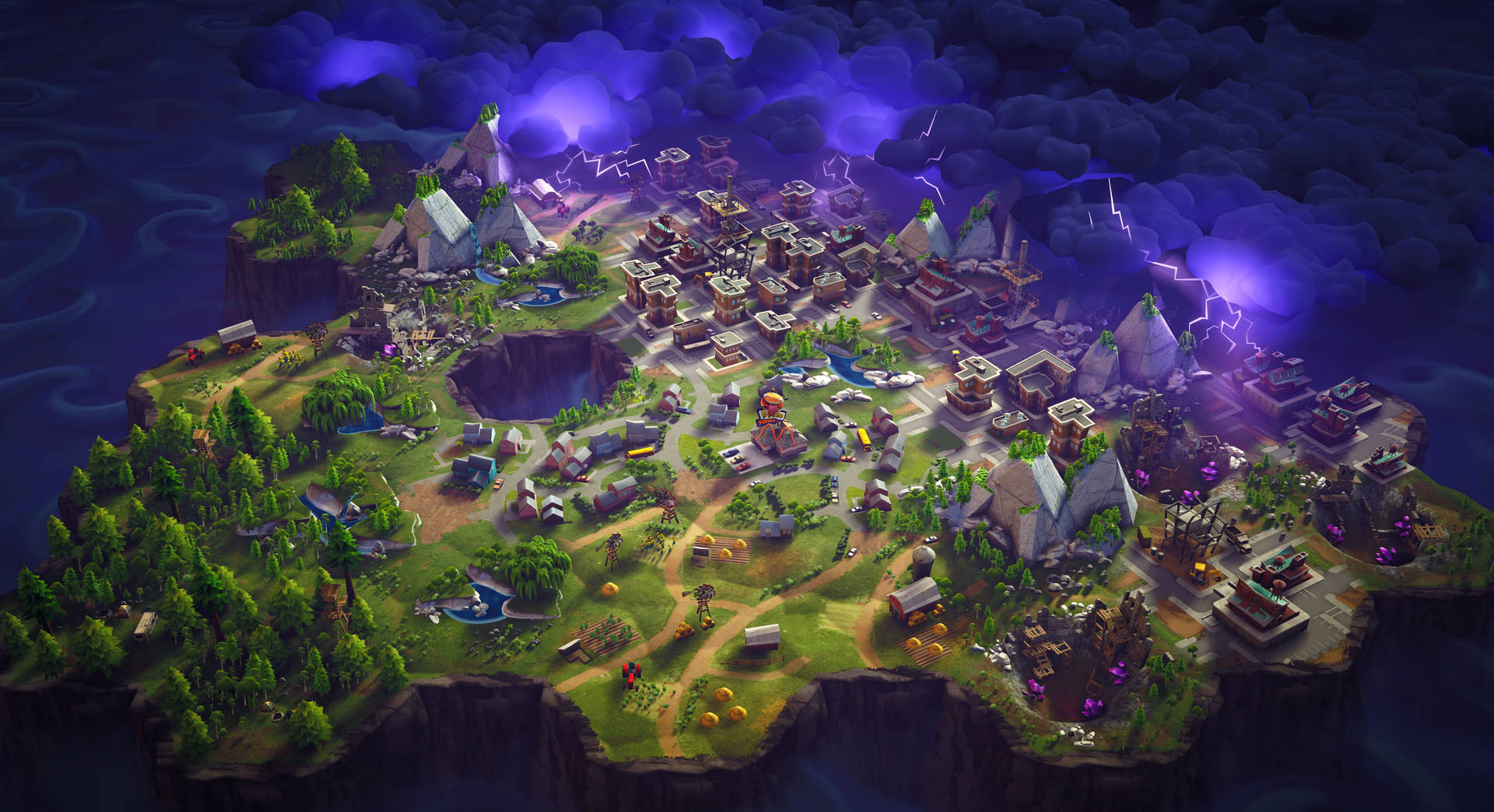 Et kort over terrænerne i spillet Fortnite wallpaper. — Fortnite Wallpapers