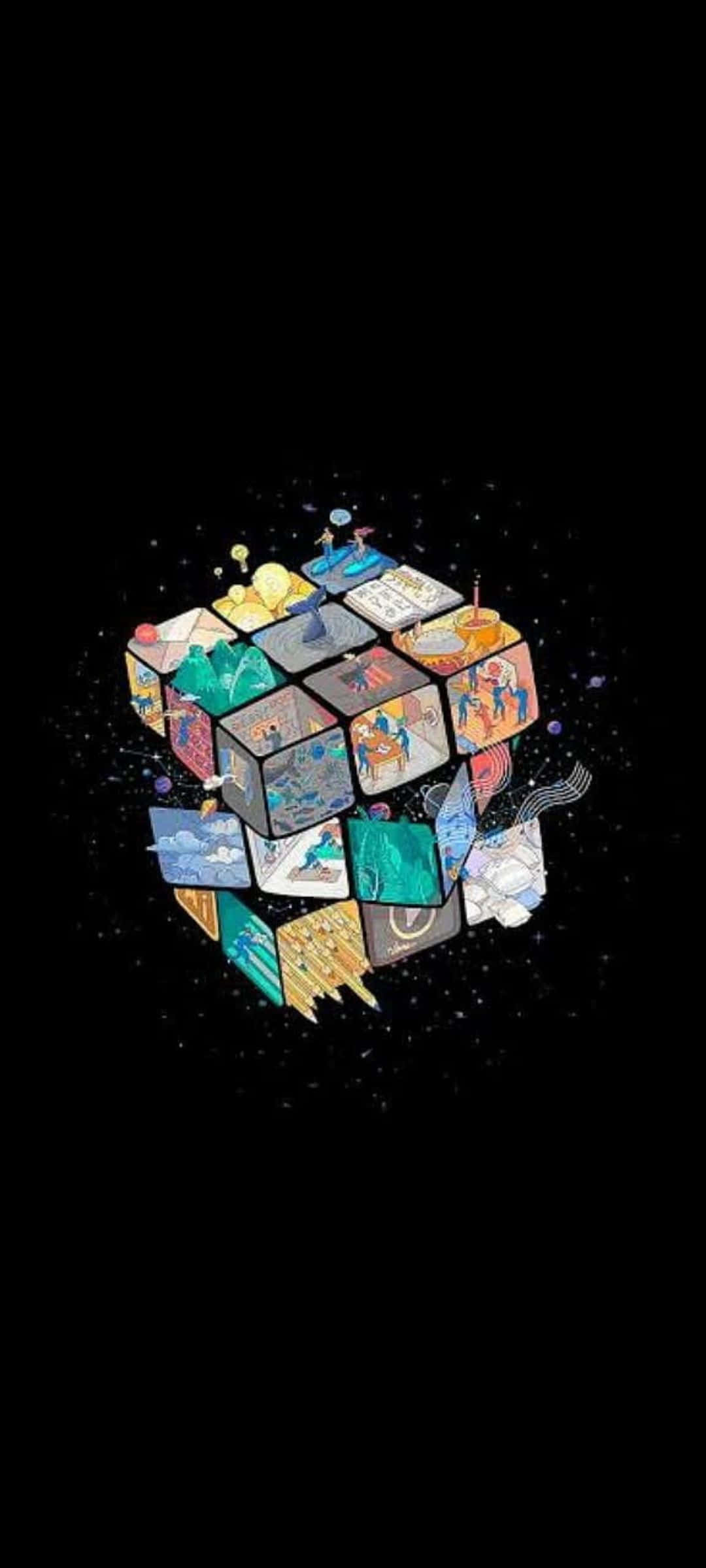 Kosmisk Rubiks Terning Kunstværk Wallpapers