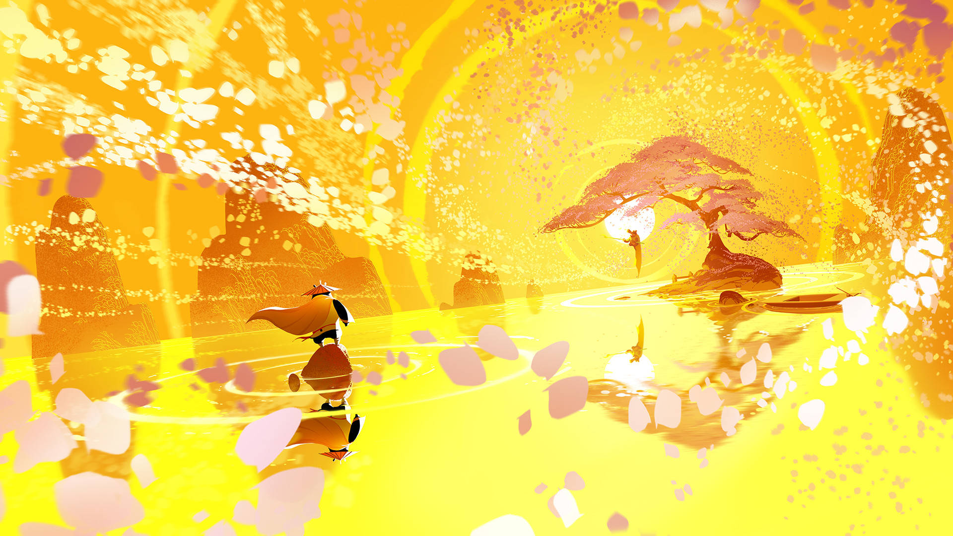 Kung Fu Panda Dragon Warrior Med Smukt Landskab Wallpapers
