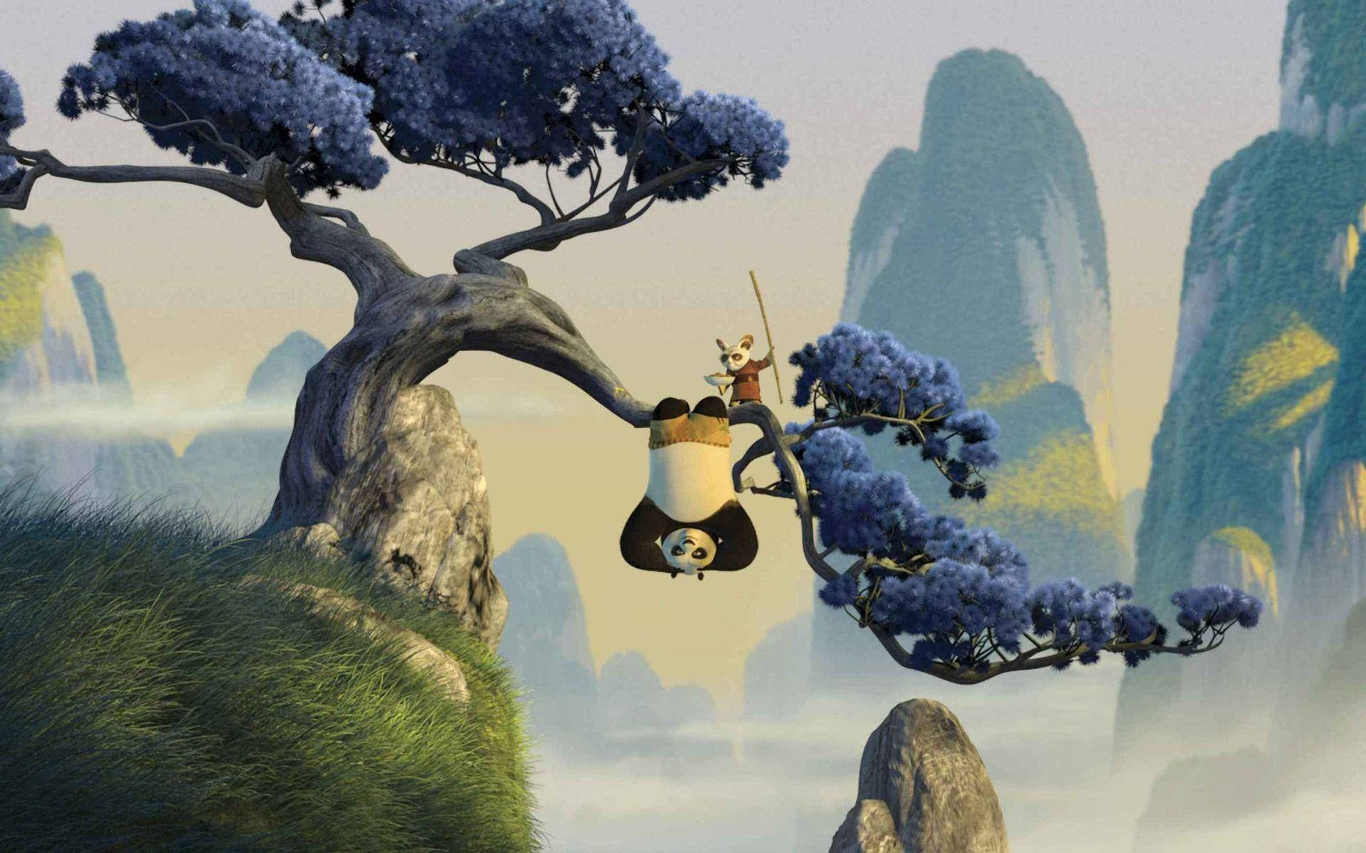 Kung Fu Panda og Shifu træner sammen Wallpapers