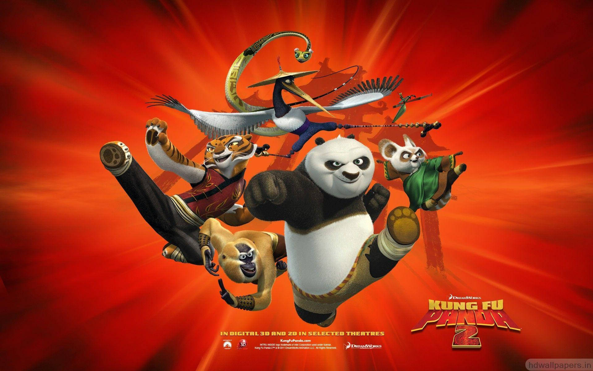 Kung Fu Panda springer med De Fem Rasende Wallpapers