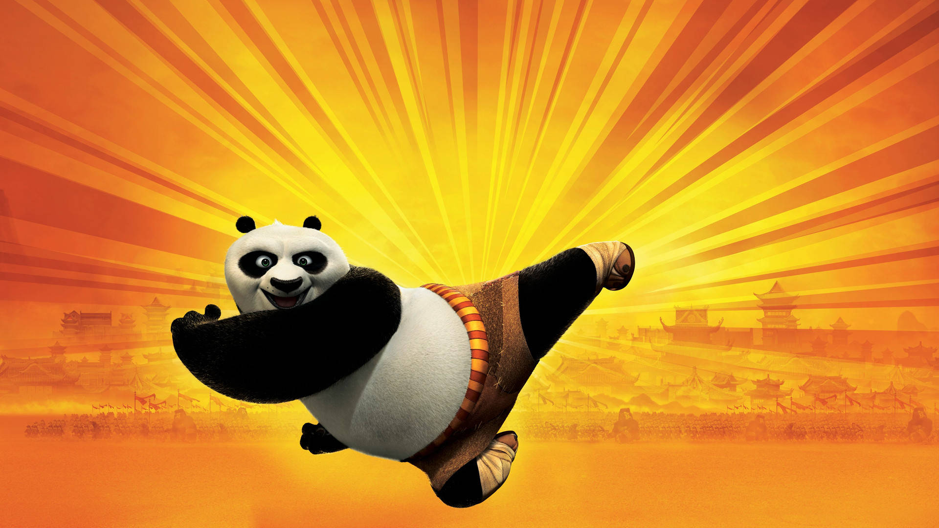 Kung Fu Panda udfører et mægtigt spark — Panda Wallpapers