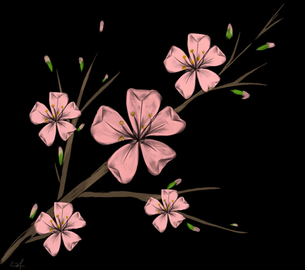 Kunstnerisk fremstilling af kirsebærblomster Wallpapers