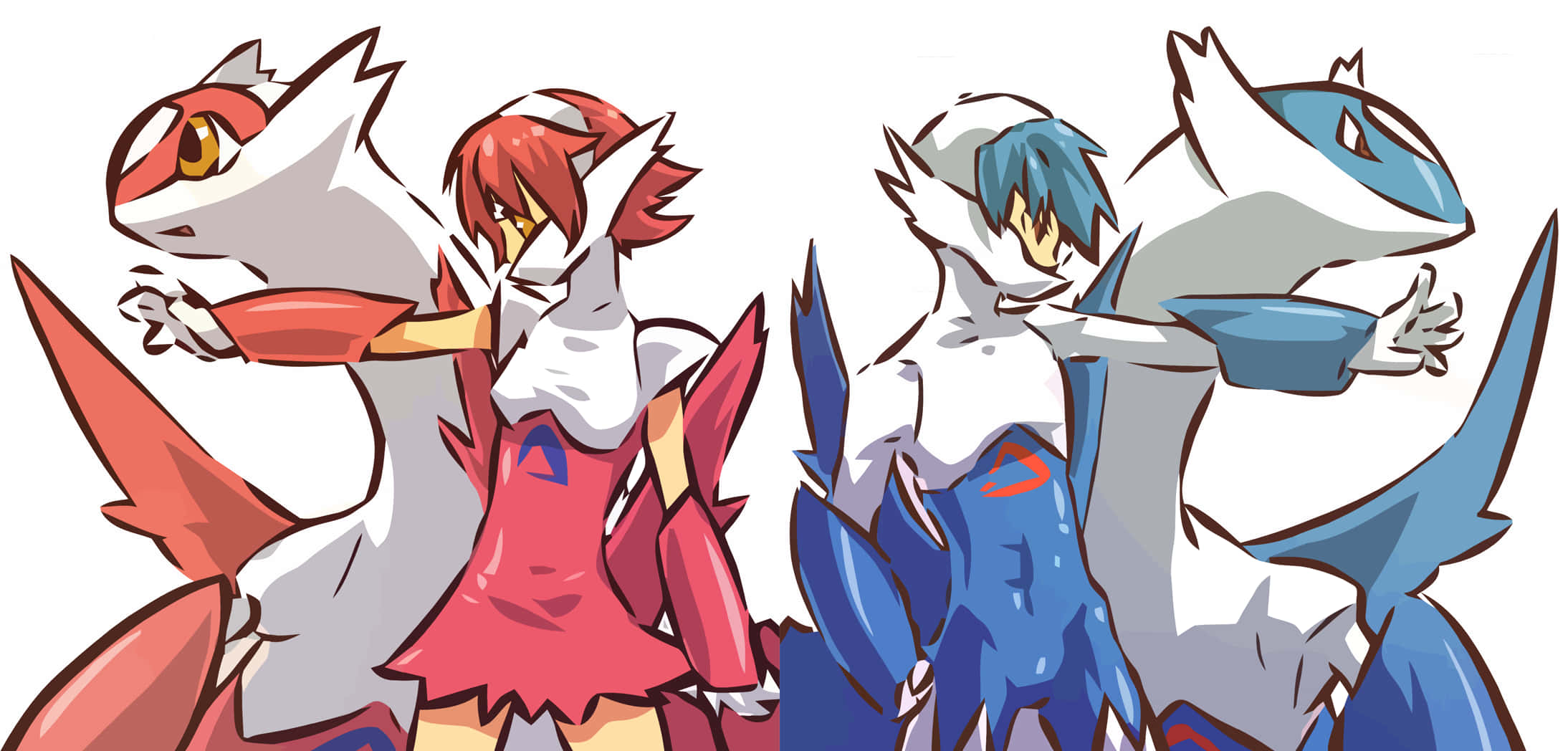 Kunstnerisk gengivelse af Latias og Latios i menneskelig form Wallpapers