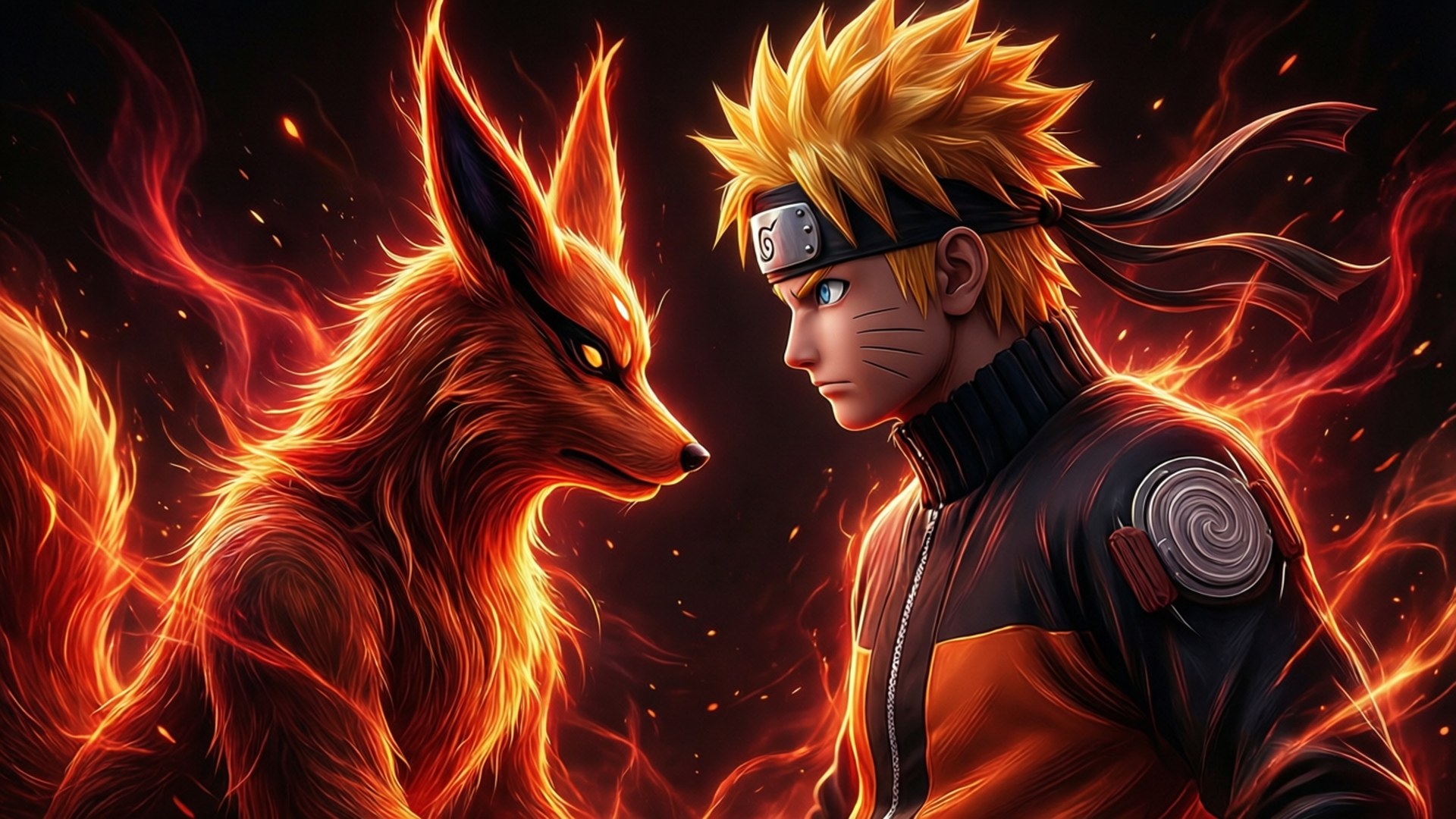 Kurama og Naruto Silhuet Wallpapers