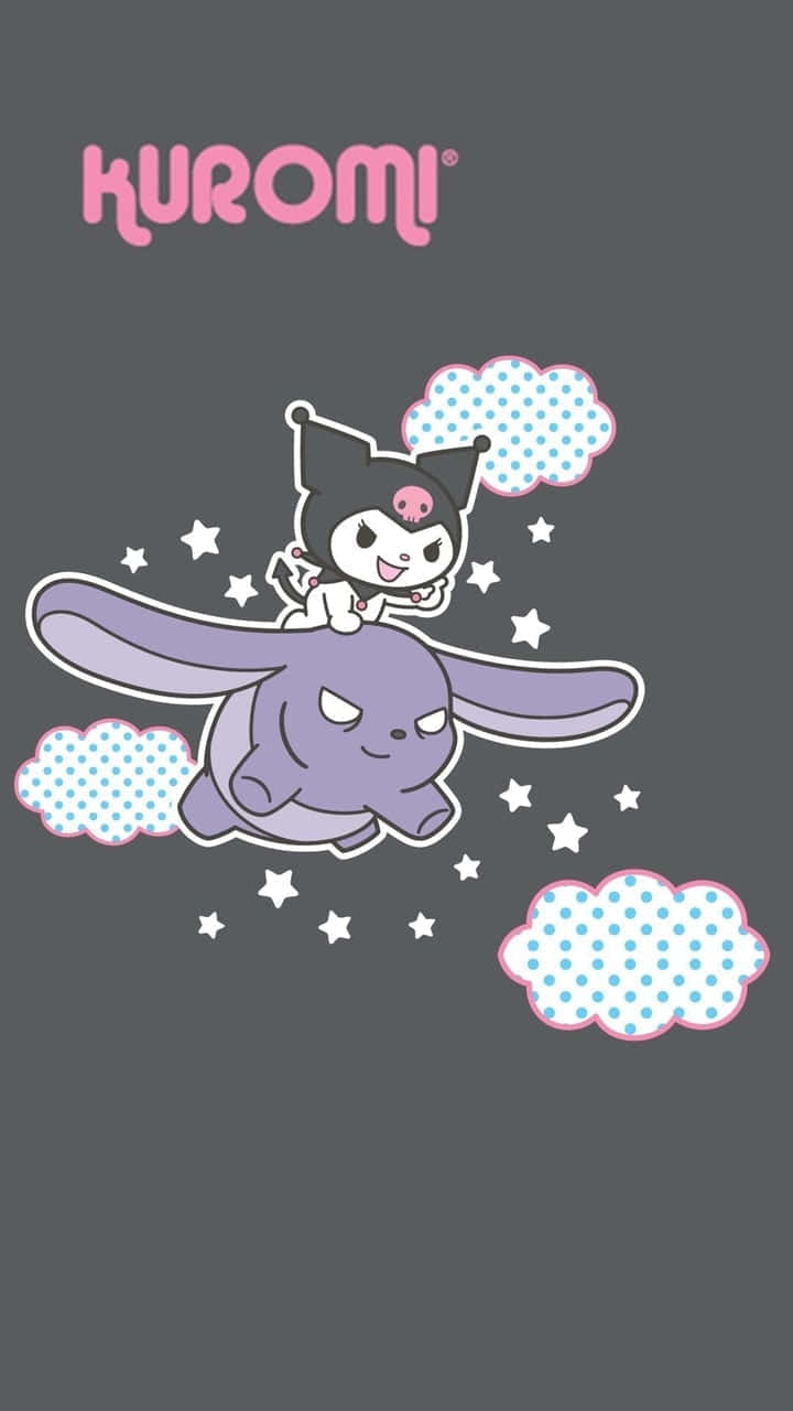Kuromi iPhone flyver på elefant Wallpapers