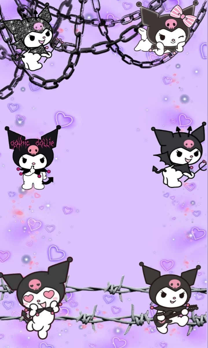 Kuromi iPhone Lilla Æstetiske Kæder Wallpapers